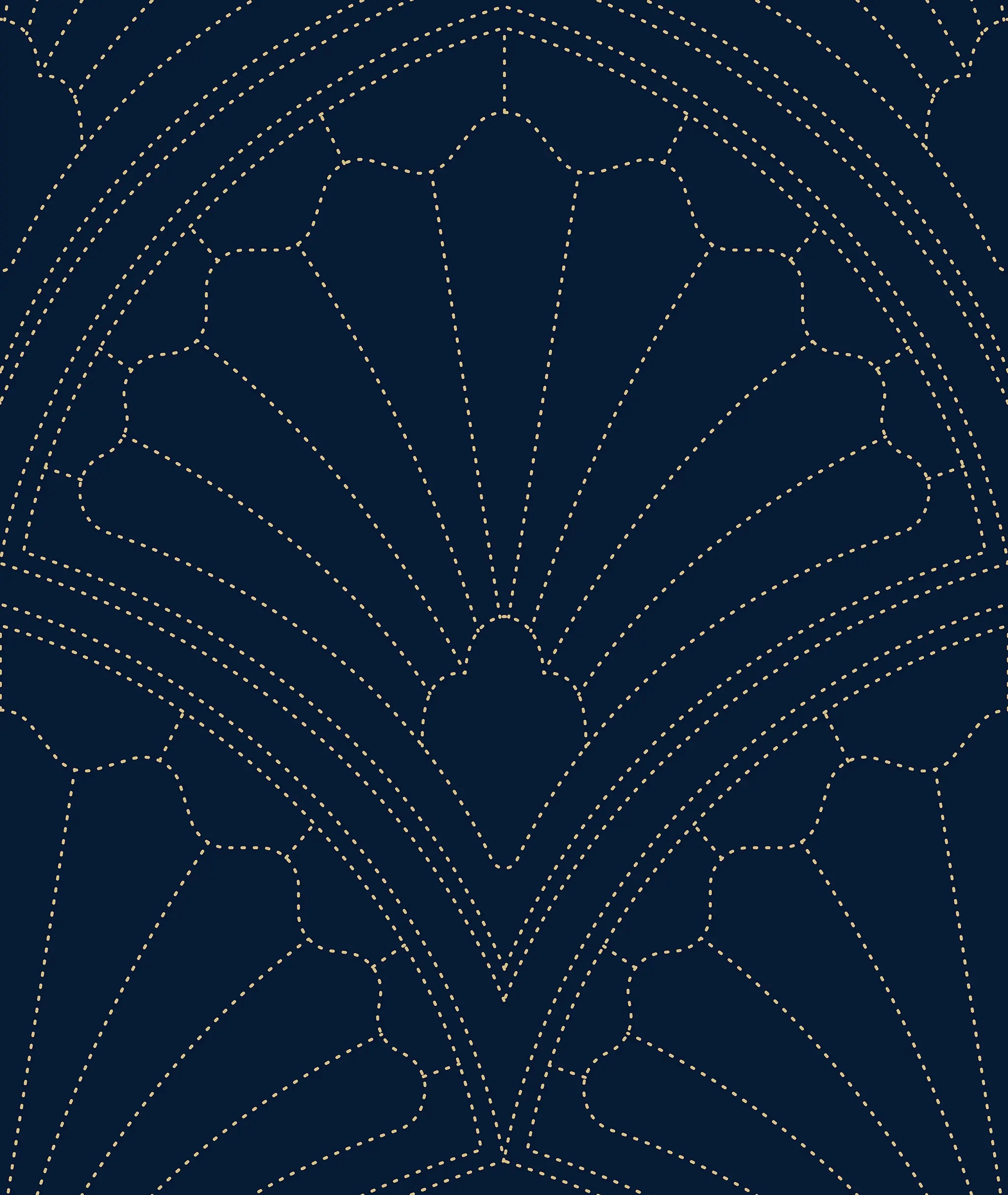 Decorative pattern with white lines on a dark blue background