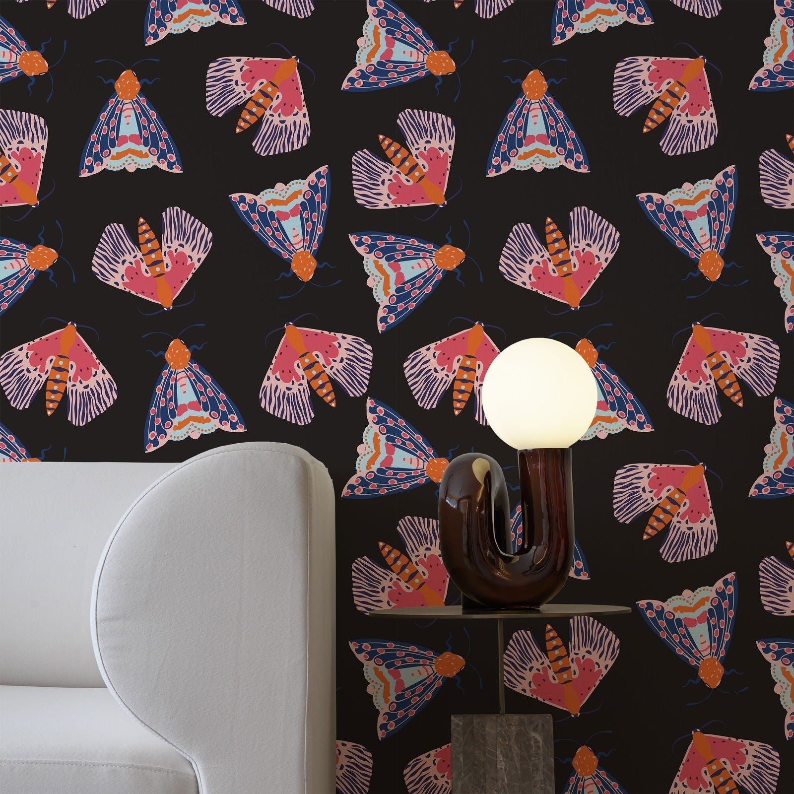 Moonlit Moth Peel and Stick Wallpaper, Removable Wallpaper, Traditional Wallpaper | DeccoPrint