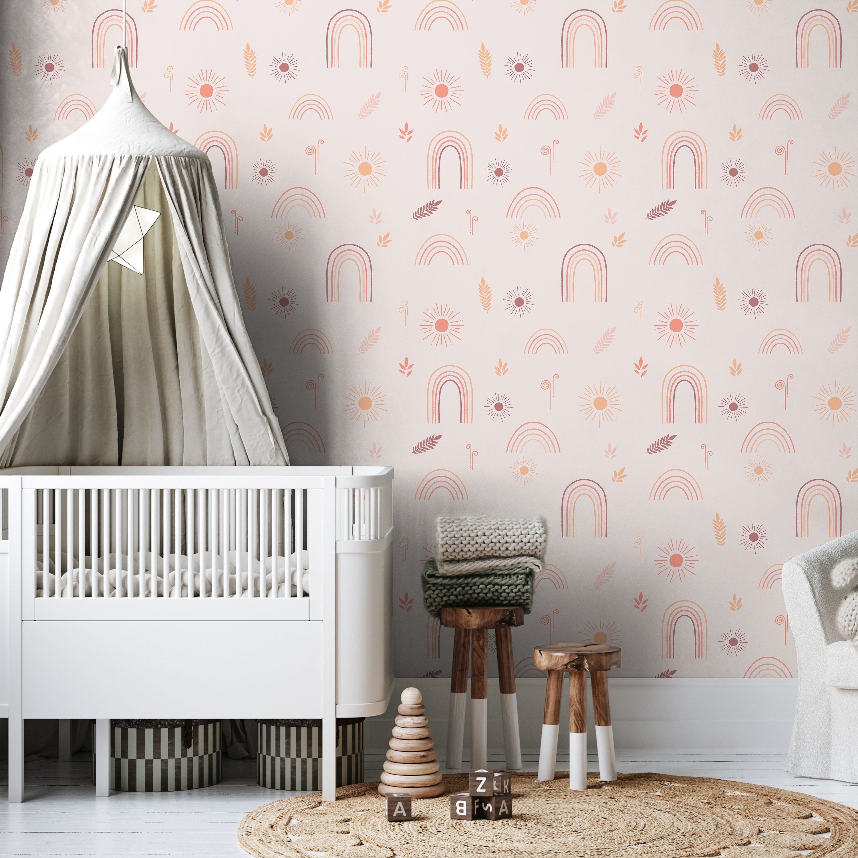 Child's Dreams Peel and Stick Wallpaper, Removable Wallpaper, Traditional Wallpaper - Dusty Pink | DeccoPrint