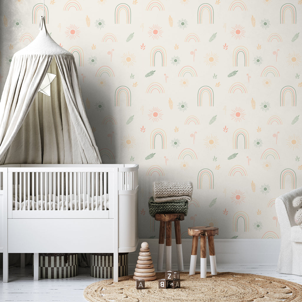 Child's Dreams Peel and Stick Wallpaper, Removable Wallpaper, Traditional Wallpaper - Powder Green | DeccoPrint
