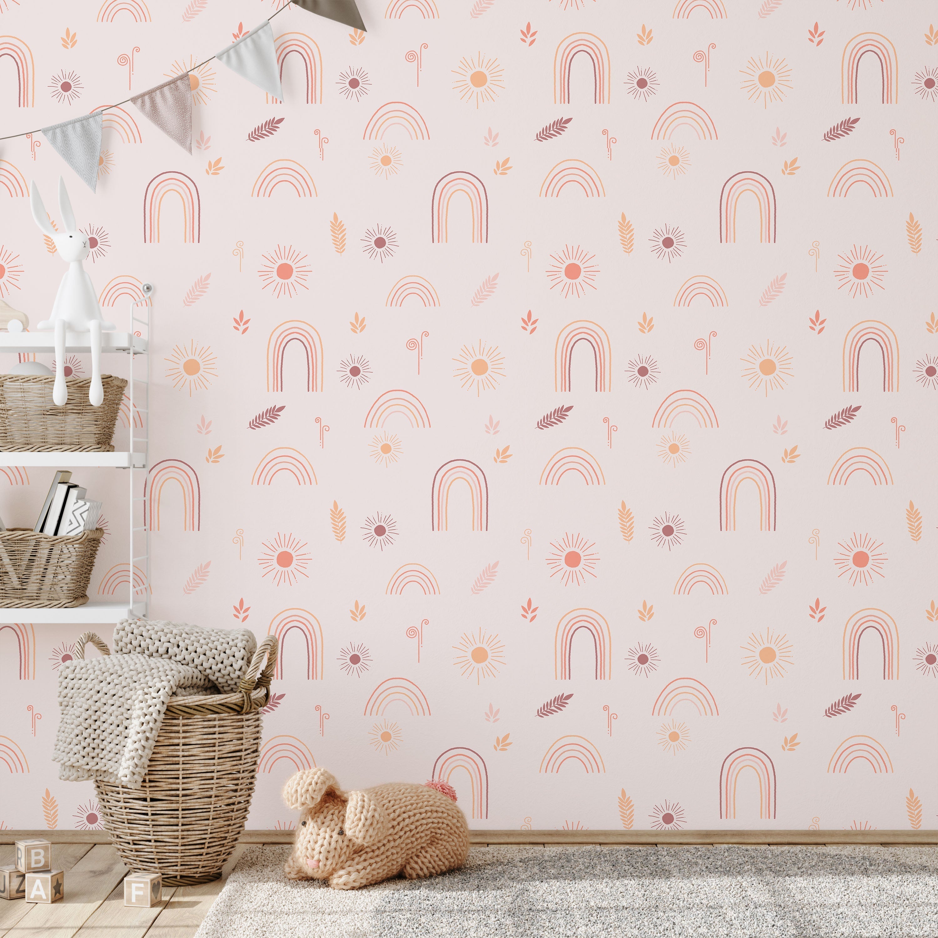 Child's Dreams Peel and Stick Wallpaper, Removable Wallpaper, Traditional Wallpaper - Dusty Pink | DeccoPrint