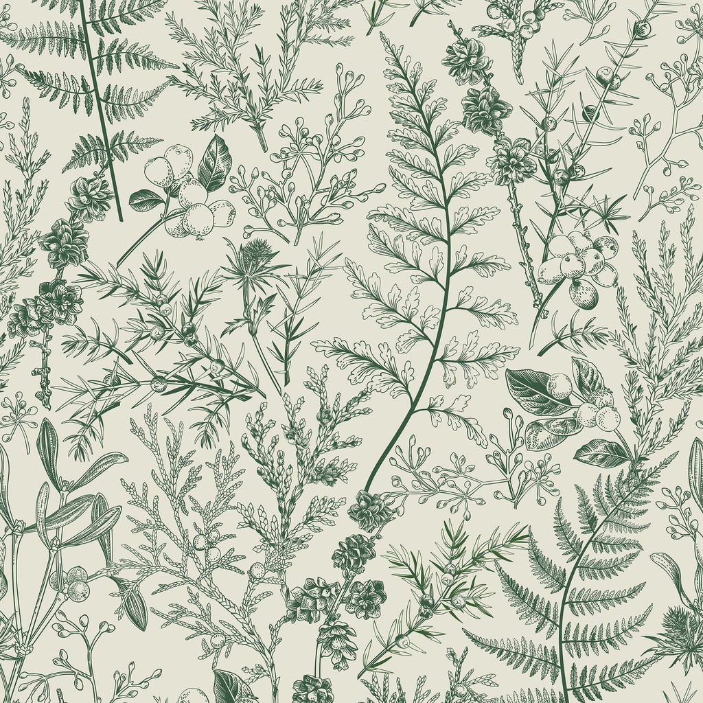 Forest Dream Peel and Stick Wallpaper, Removable Wallpaper, Traditional Wallpaper - Pine Green | DeccoPrint