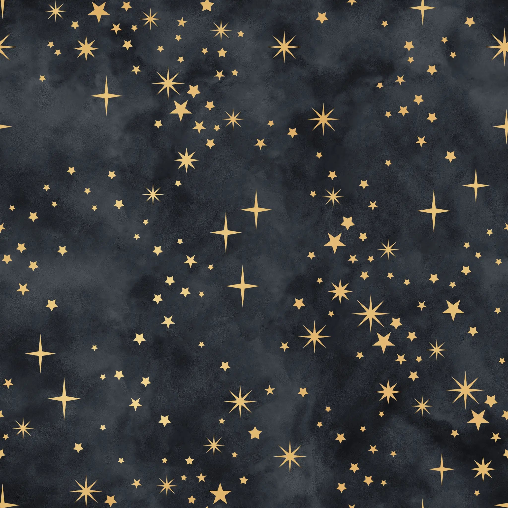 Gold stars on a dark blue fabric background