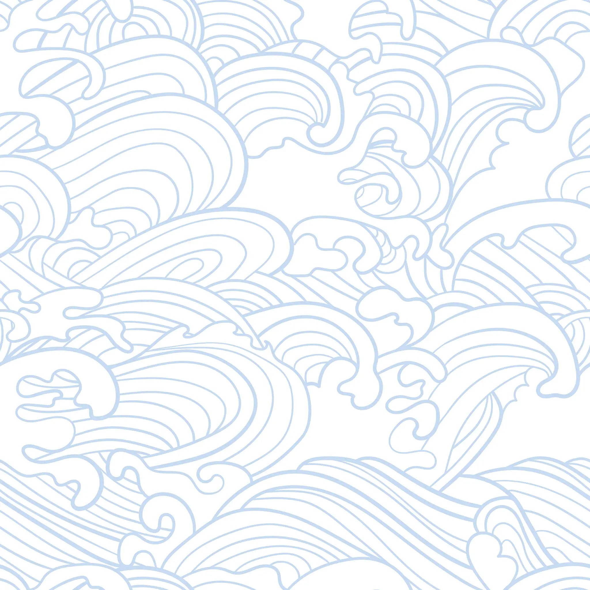 Pattern of stylized waves in blue on a white background