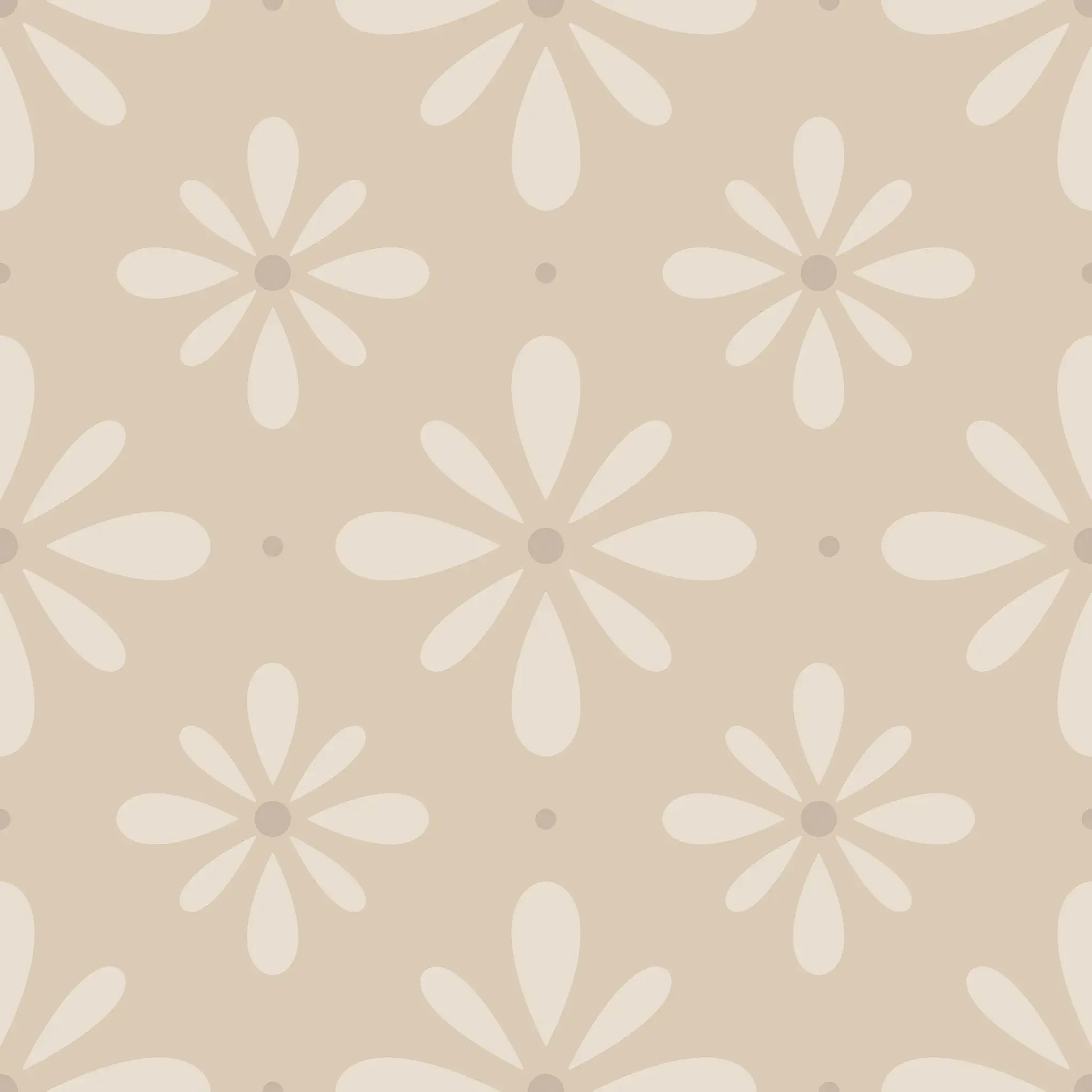 Pattern of white flowers on a beige background