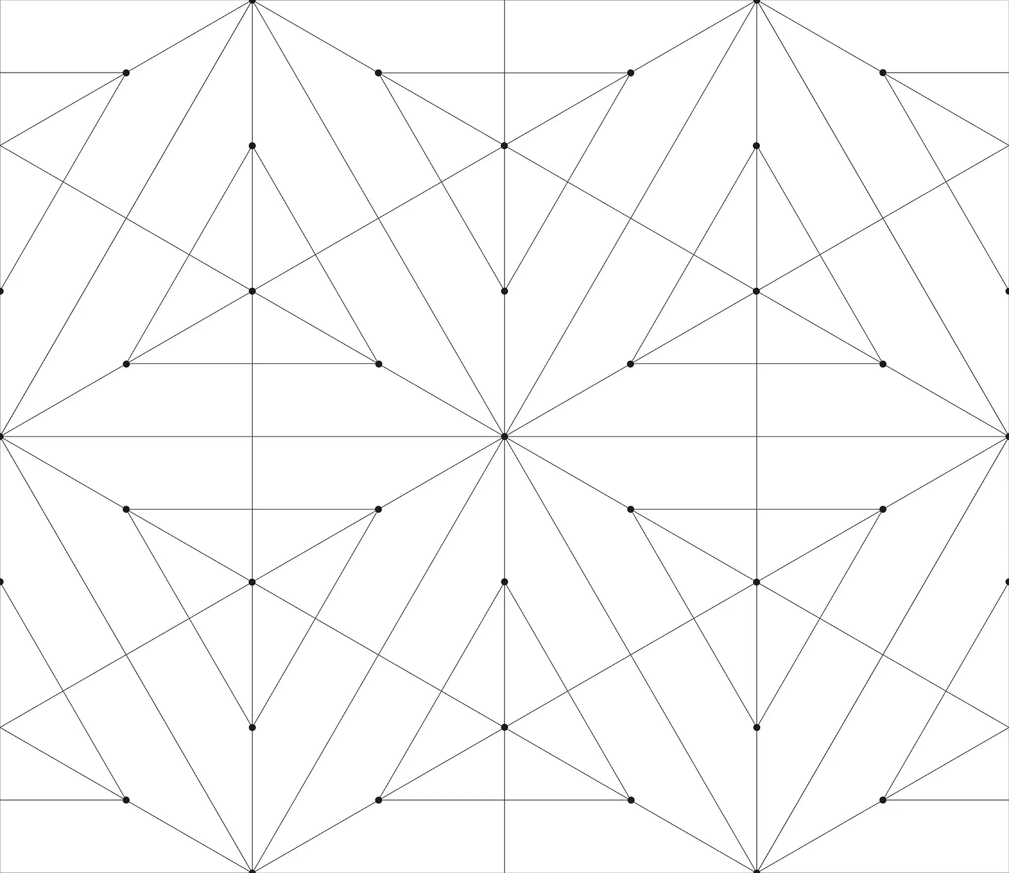 Geometric pattern with black lines and trangles on a white background