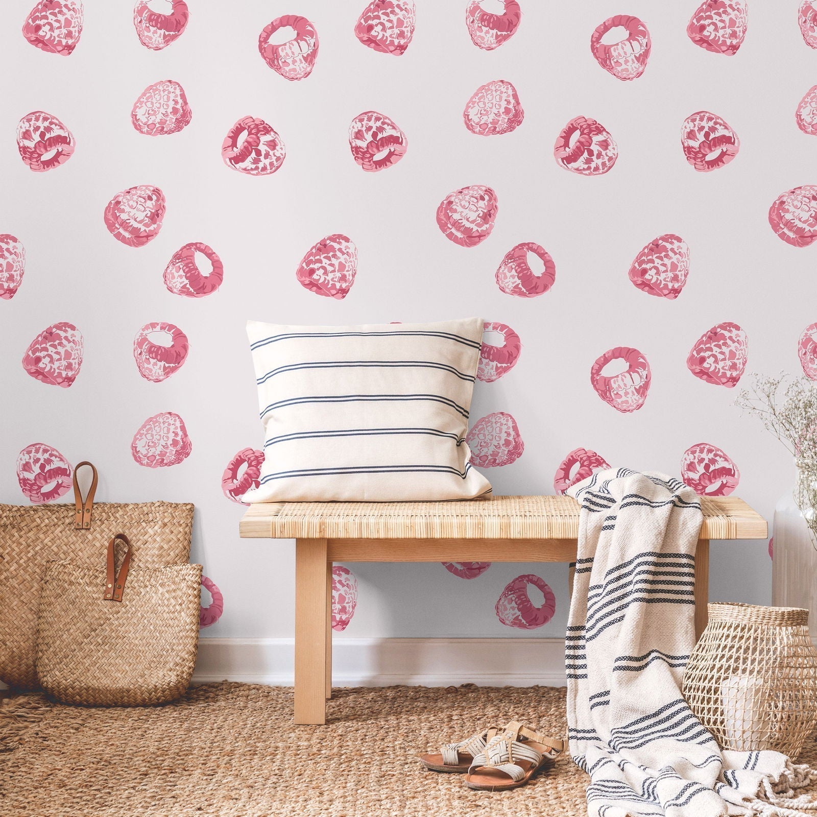 Raspberry Rain Peel and Stick Wallpaper, Removable Wallpaper, Traditional Wallpaper | DeccoPrint