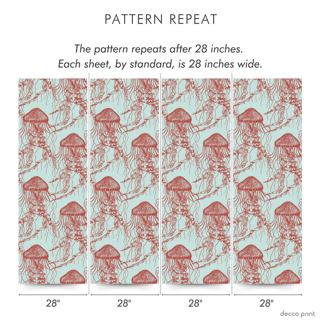 Red Jellyfish Peel and Stick Wallpaper, Removable Wallpaper, Traditional Wallpaper | DeccoPrint