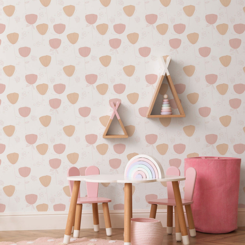 Red Poppies Peel and Stick Wallpaper, Removable Wallpaper, Traditional Wallpaper | DeccoPrint