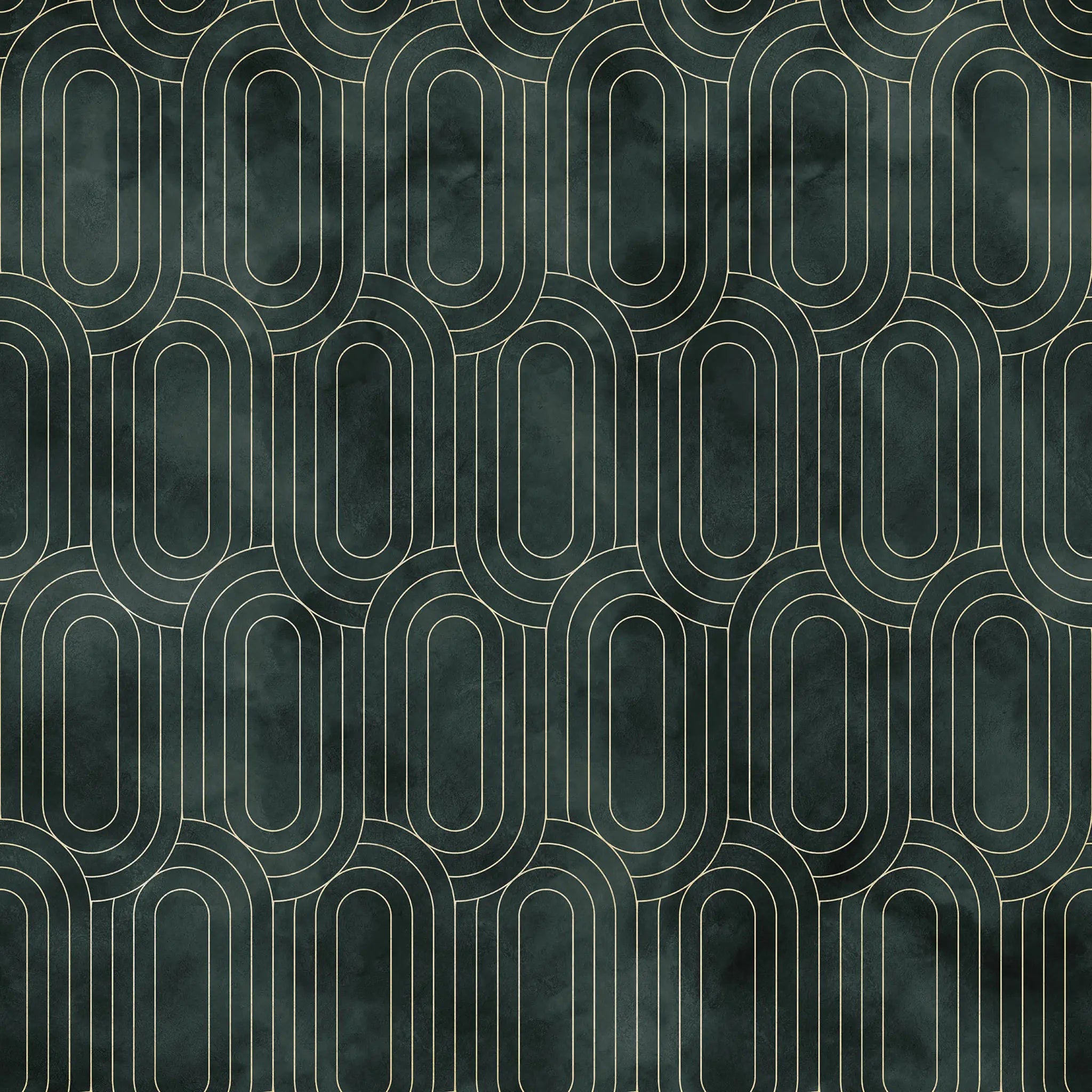 Geometric pattern with curved lines on a dark green background