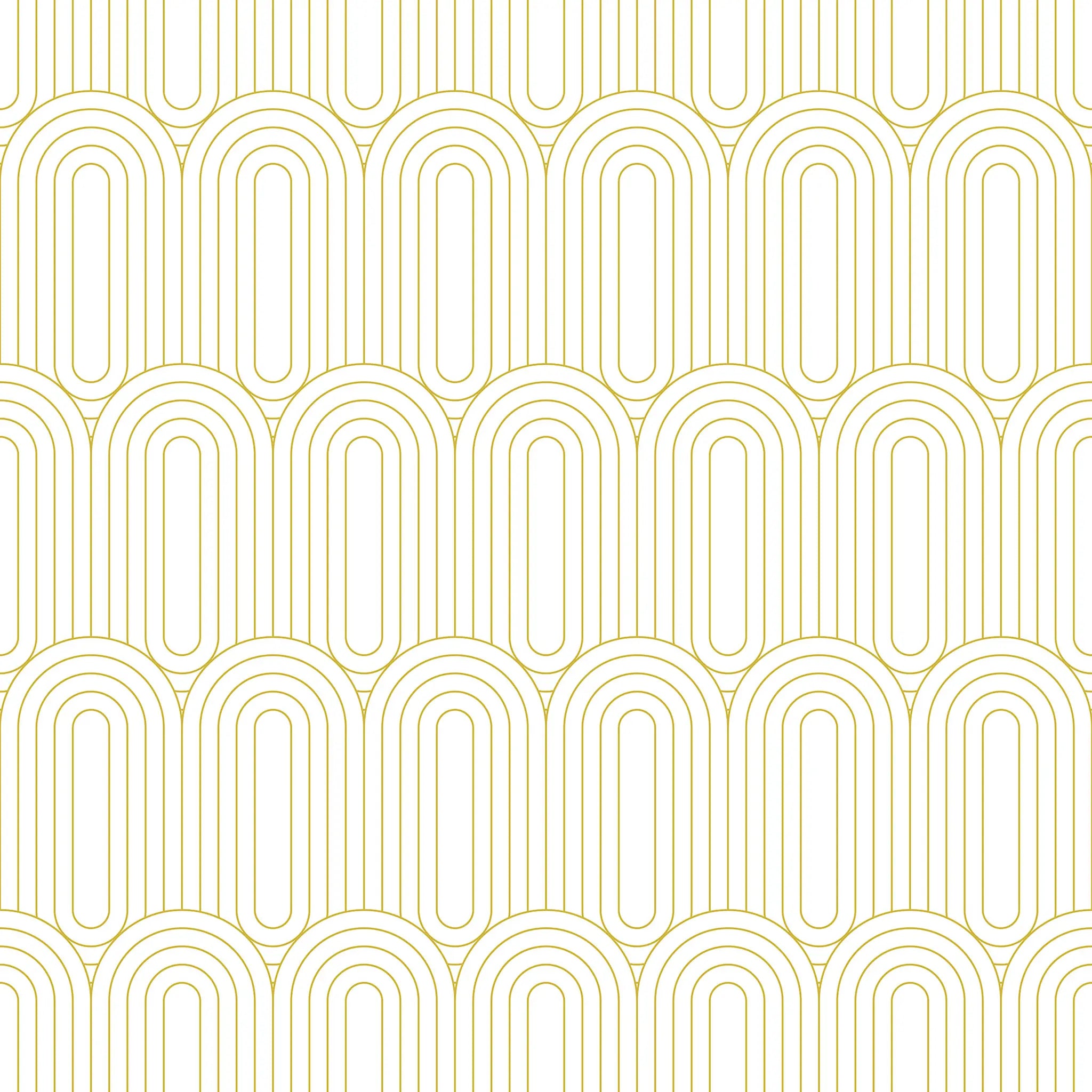Geometric pattern with yellow interlocking arcs on a white background