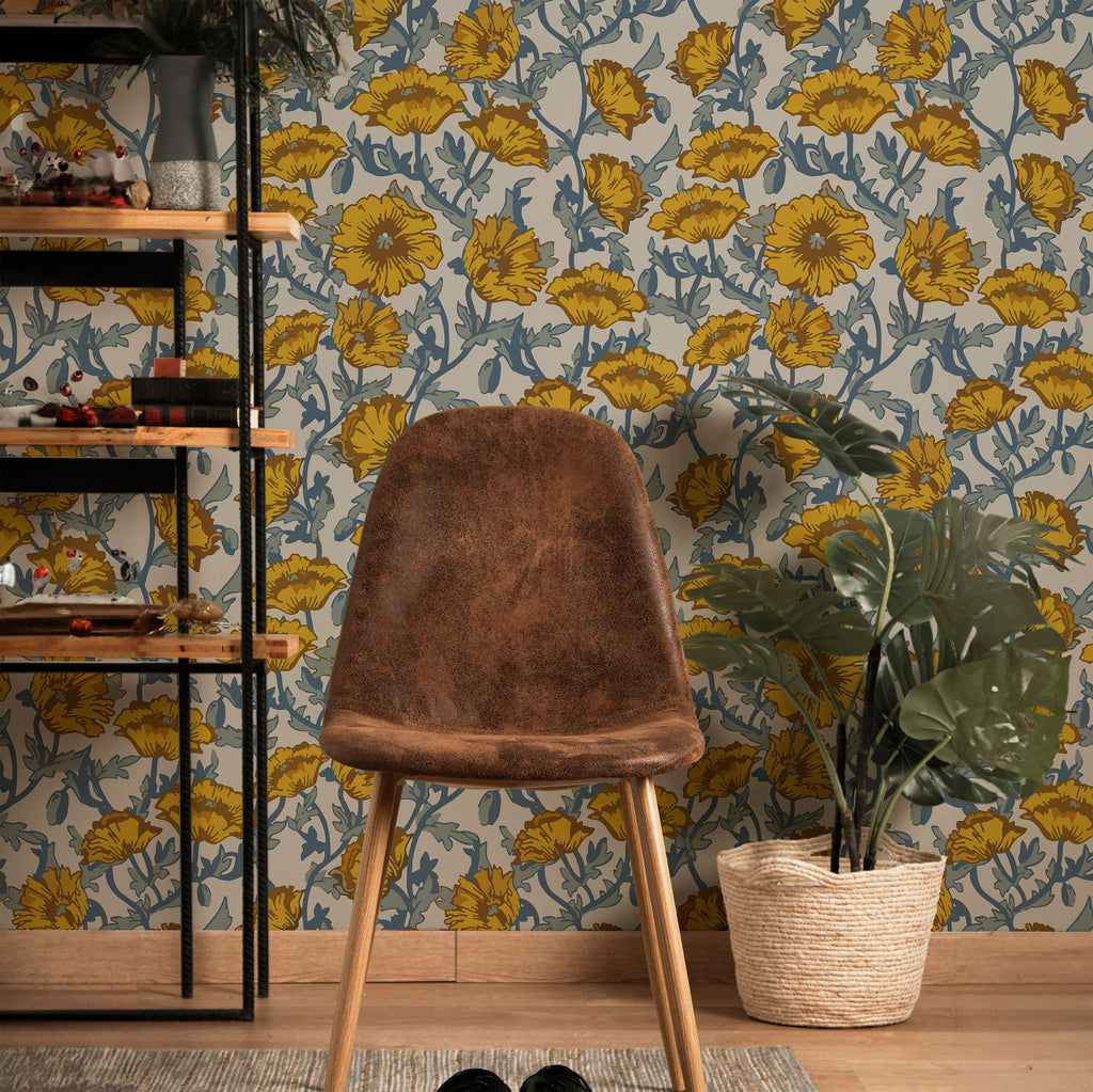 Rustic Blooming Wallpaper | DeccoPrint