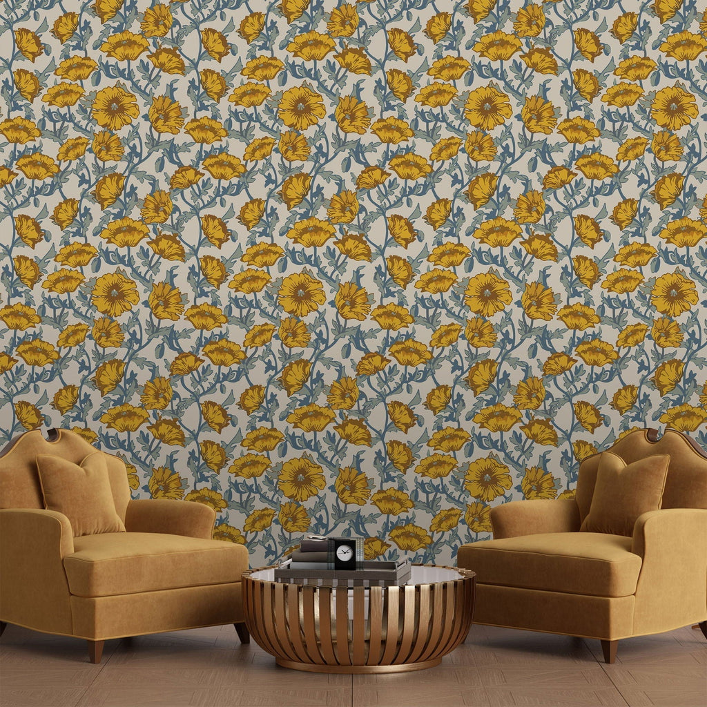 Rustic Blooming Peel and Stick Wallpaper, Removable Wallpaper, Traditional Wallpaper | DeccoPrint