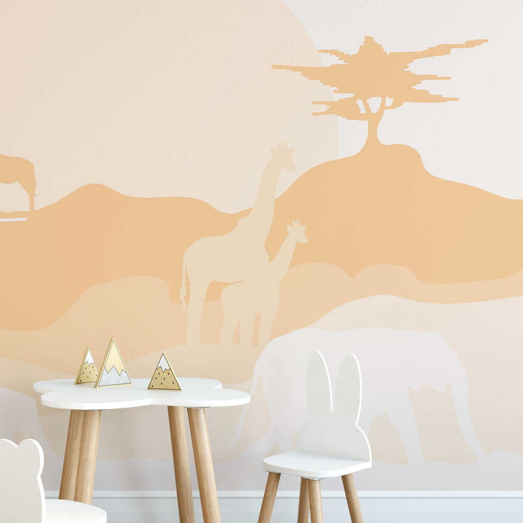 Safari in Smoke Wallpaper - DeccoPrint