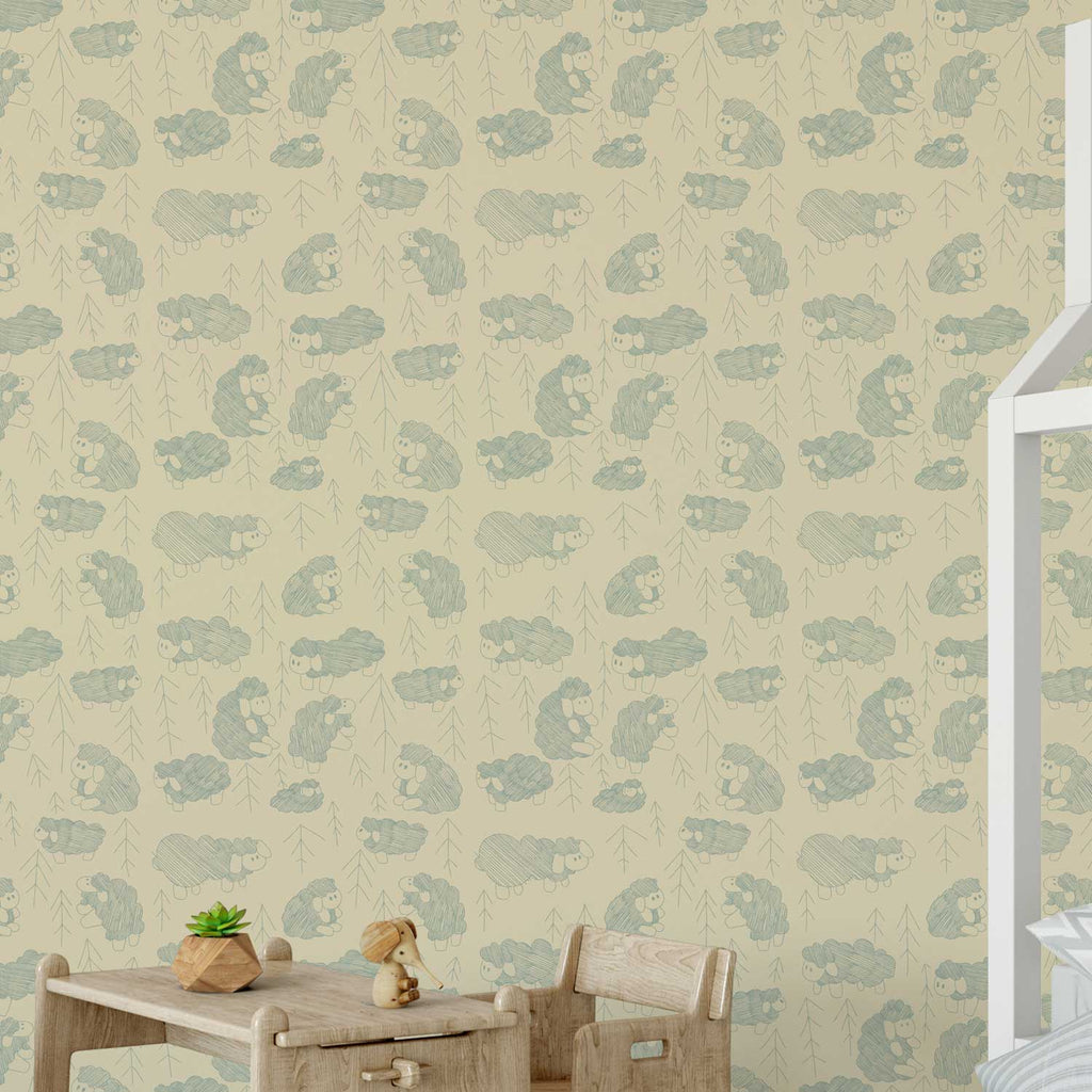Sheep in Motion Peel and Stick Wallpaper, Removable Wallpaper, Traditional Wallpaper | DeccoPrint