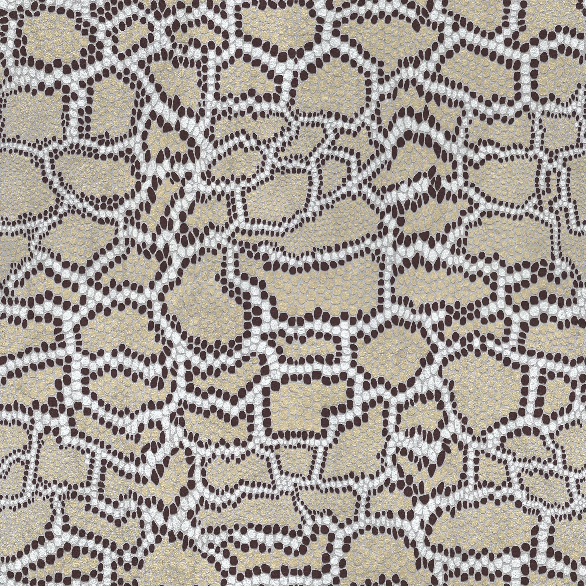 Pattern of snake skin-like brown and beige design on a light background