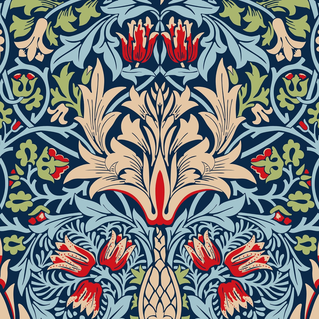 William Morris X Snakeshead Peel and Stick Wallpaper, Removable Wallpaper, Traditional Wallpaper - Blue | DeccoPrint