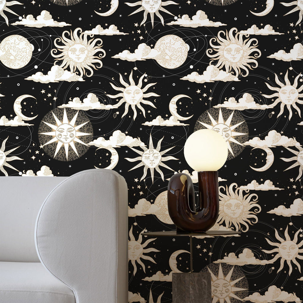 Solar Dreams Wallpaper - Black | DeccoPrint