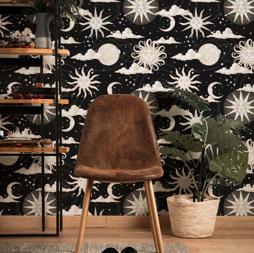 Solar Dreams Wallpaper - Black | DeccoPrint