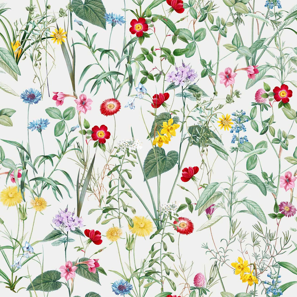 Spring Meadow Peel and Stick Wallpaper, Removable Wallpaper, Traditional Wallpaper - White | DeccoPrint