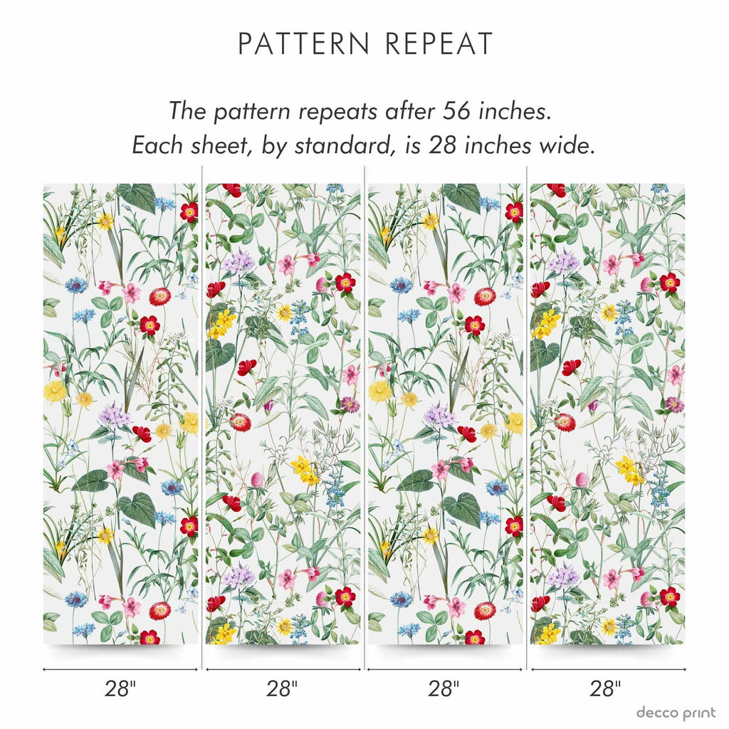 Spring Meadow Peel and Stick Wallpaper, Removable Wallpaper, Traditional Wallpaper - White | DeccoPrint