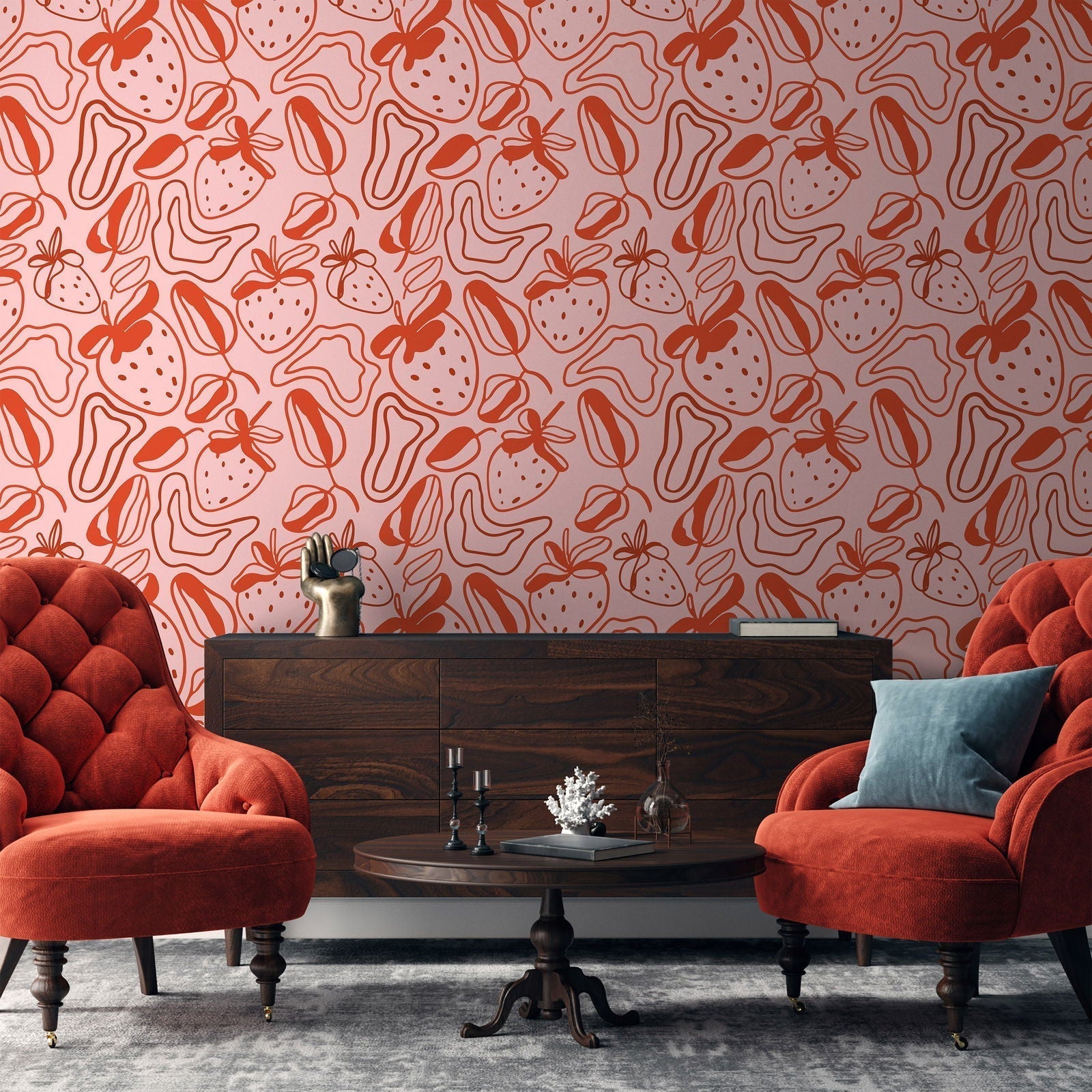 Strawberry Fun Peel and Stick Wallpaper, Removable Wallpaper, Traditional Wallpaper | DeccoPrint