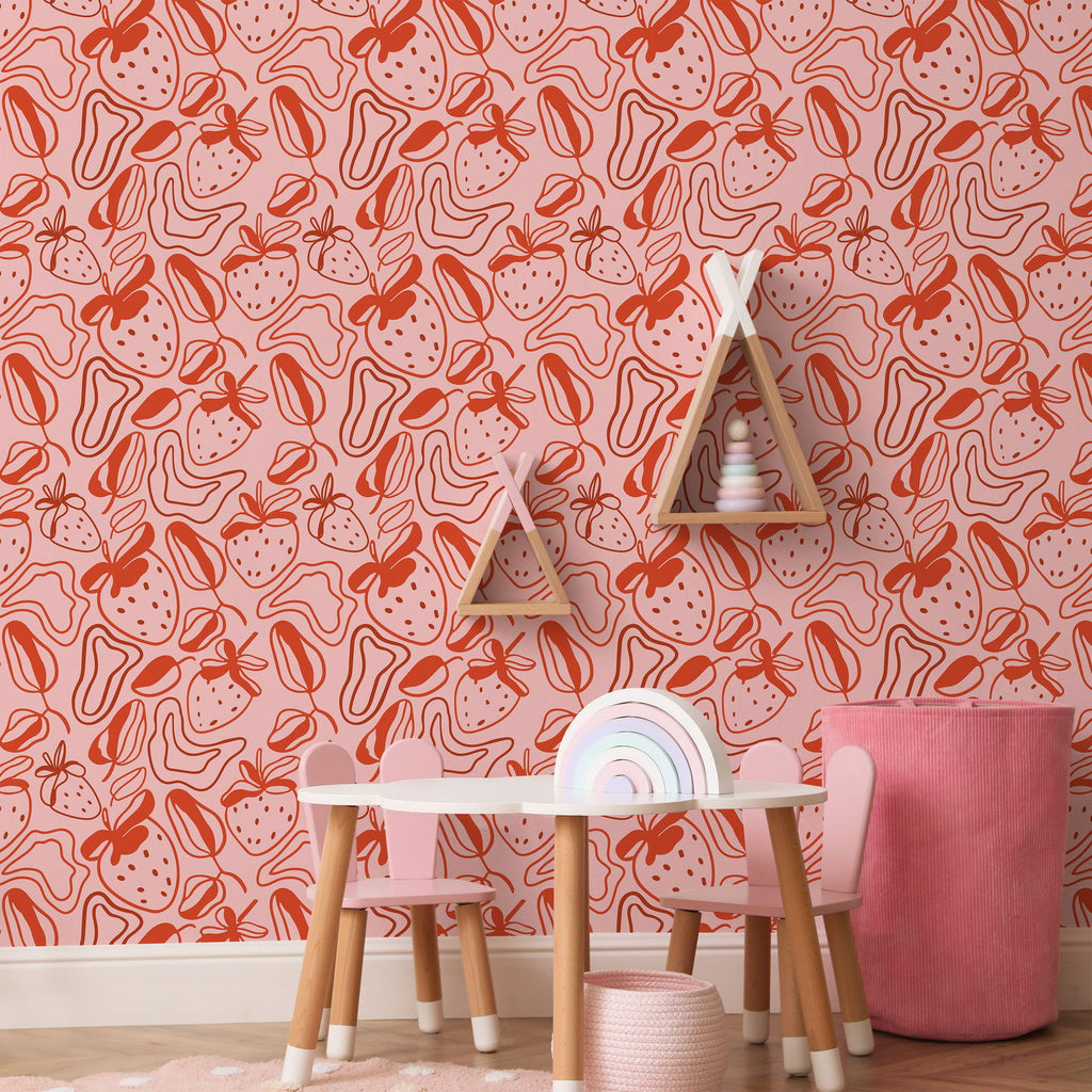 Strawberry Fun Wallpaper | DeccoPrint