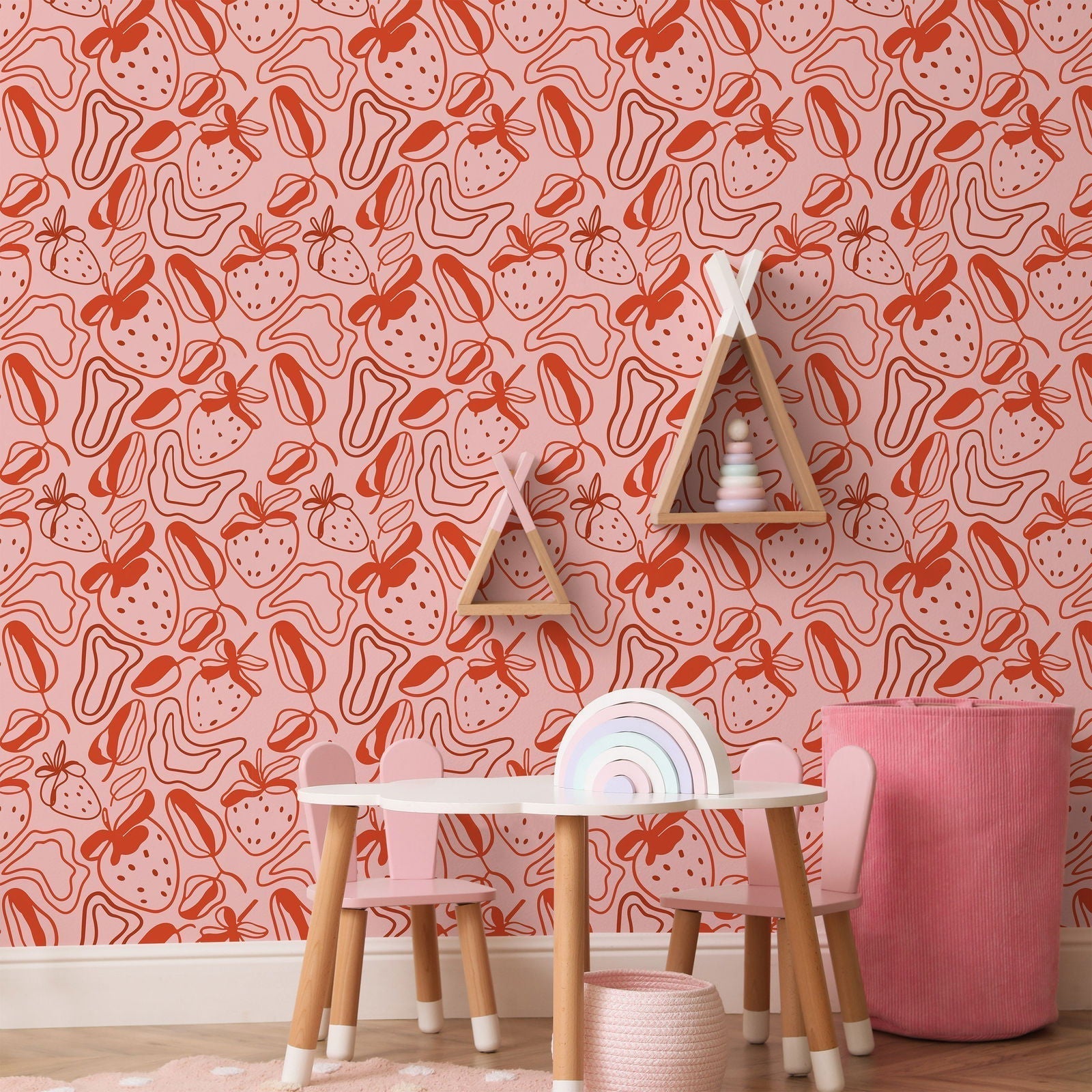 Strawberry Fun Peel and Stick Wallpaper, Removable Wallpaper, Traditional Wallpaper | DeccoPrint