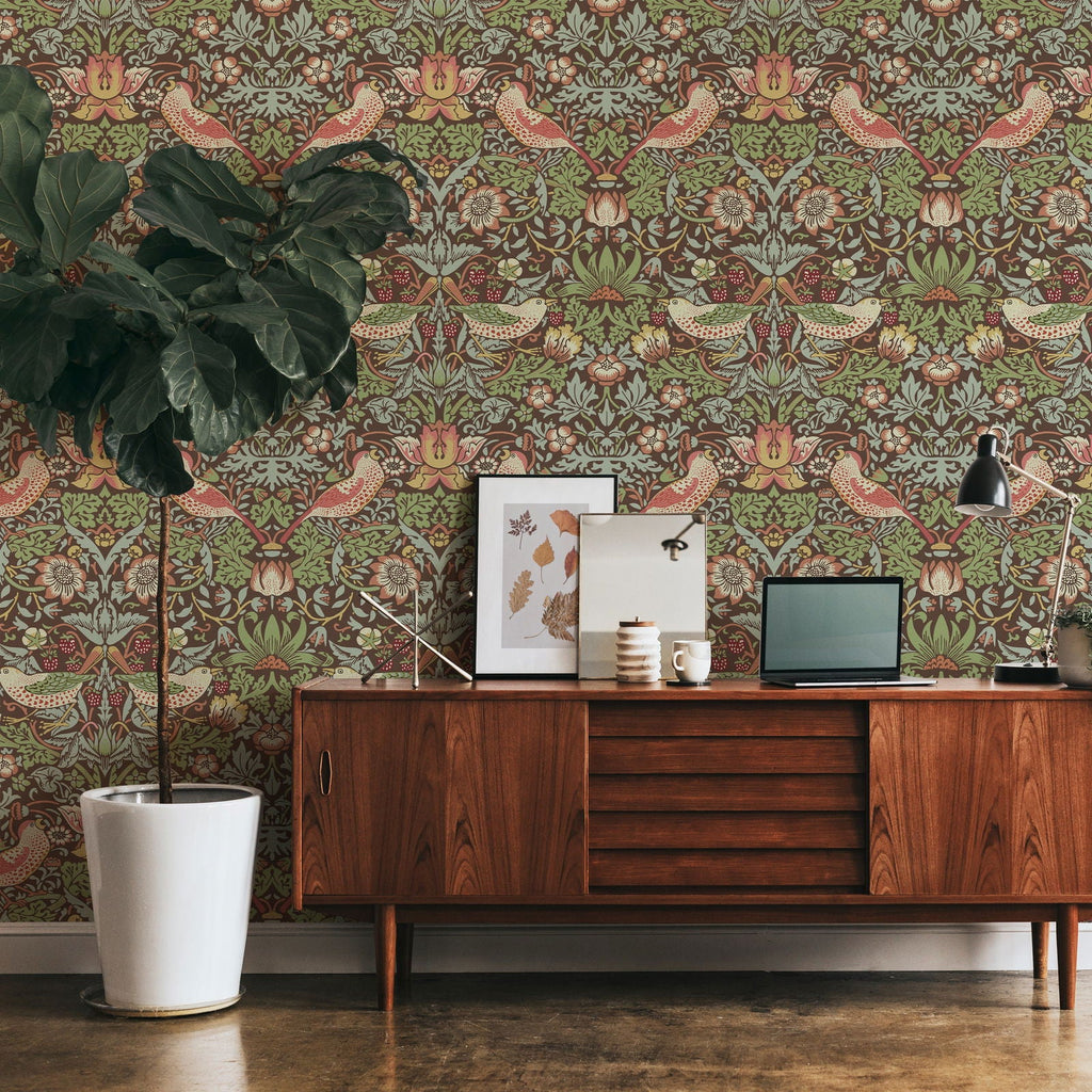 Strawberry Thief X William Morris - Brown | DeccoPrint