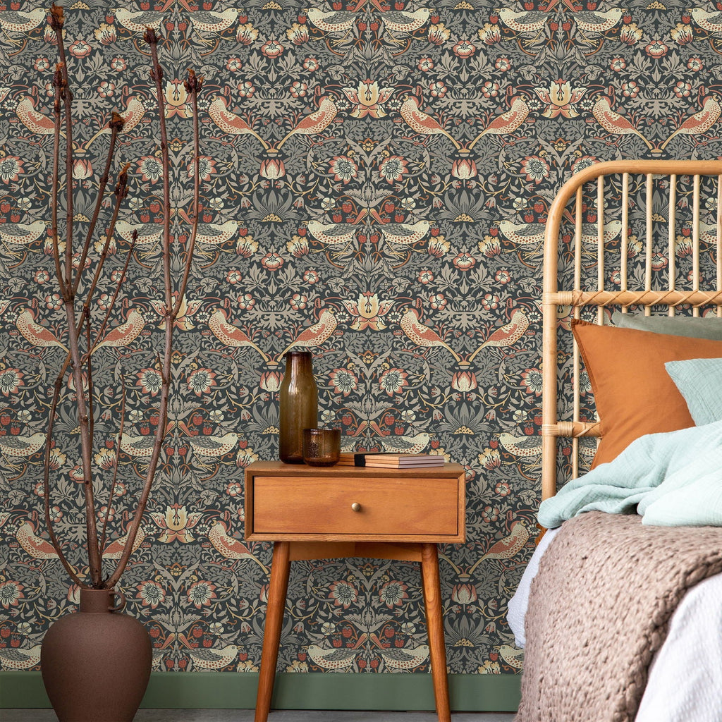 Strawberry Thief X William Morris - Charcoal | DeccoPrint