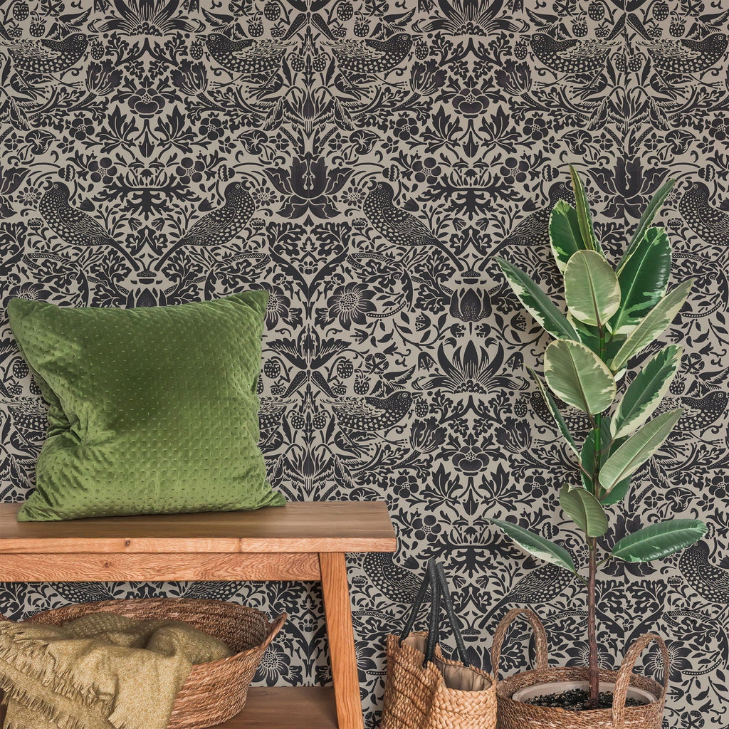 Strawberry Thief X William Morris - Graphite | DeccoPrint
