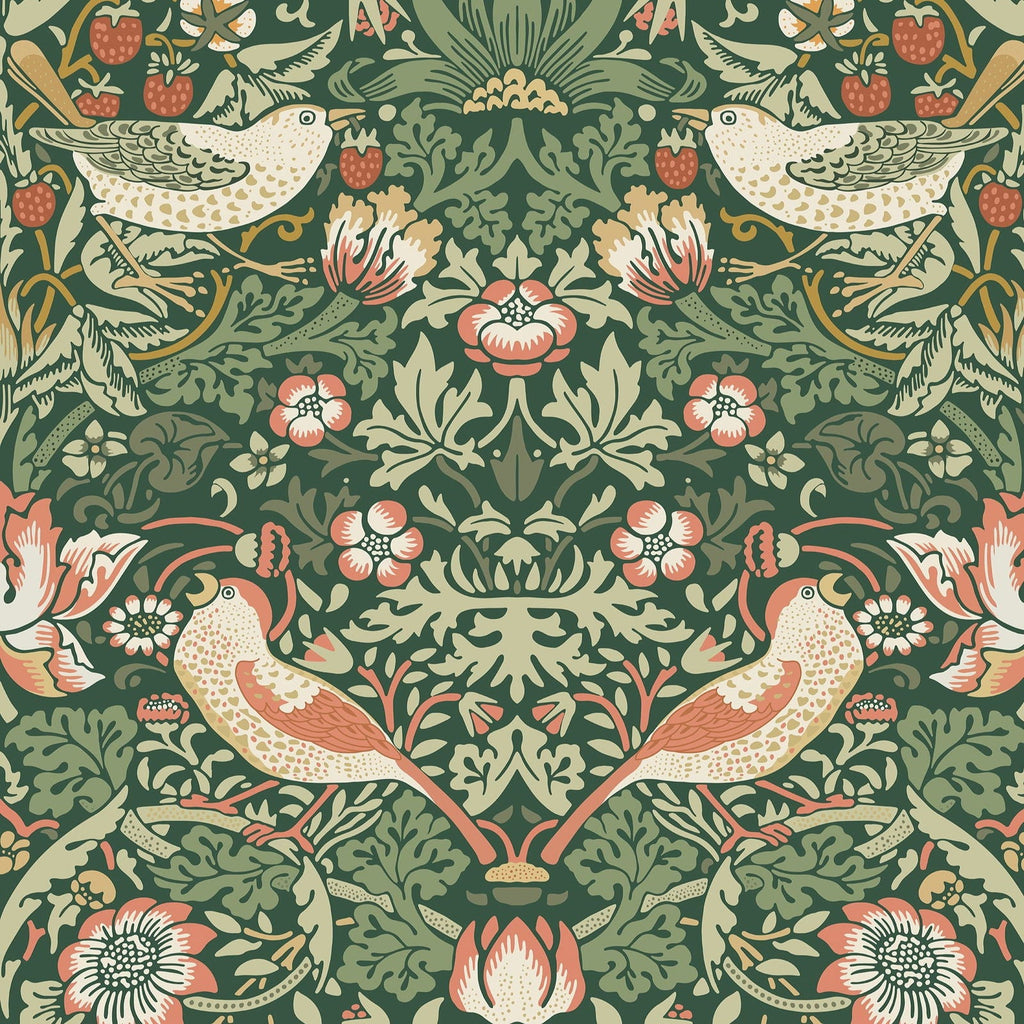 Strawberry Thief X William Morris - Green | DeccoPrint