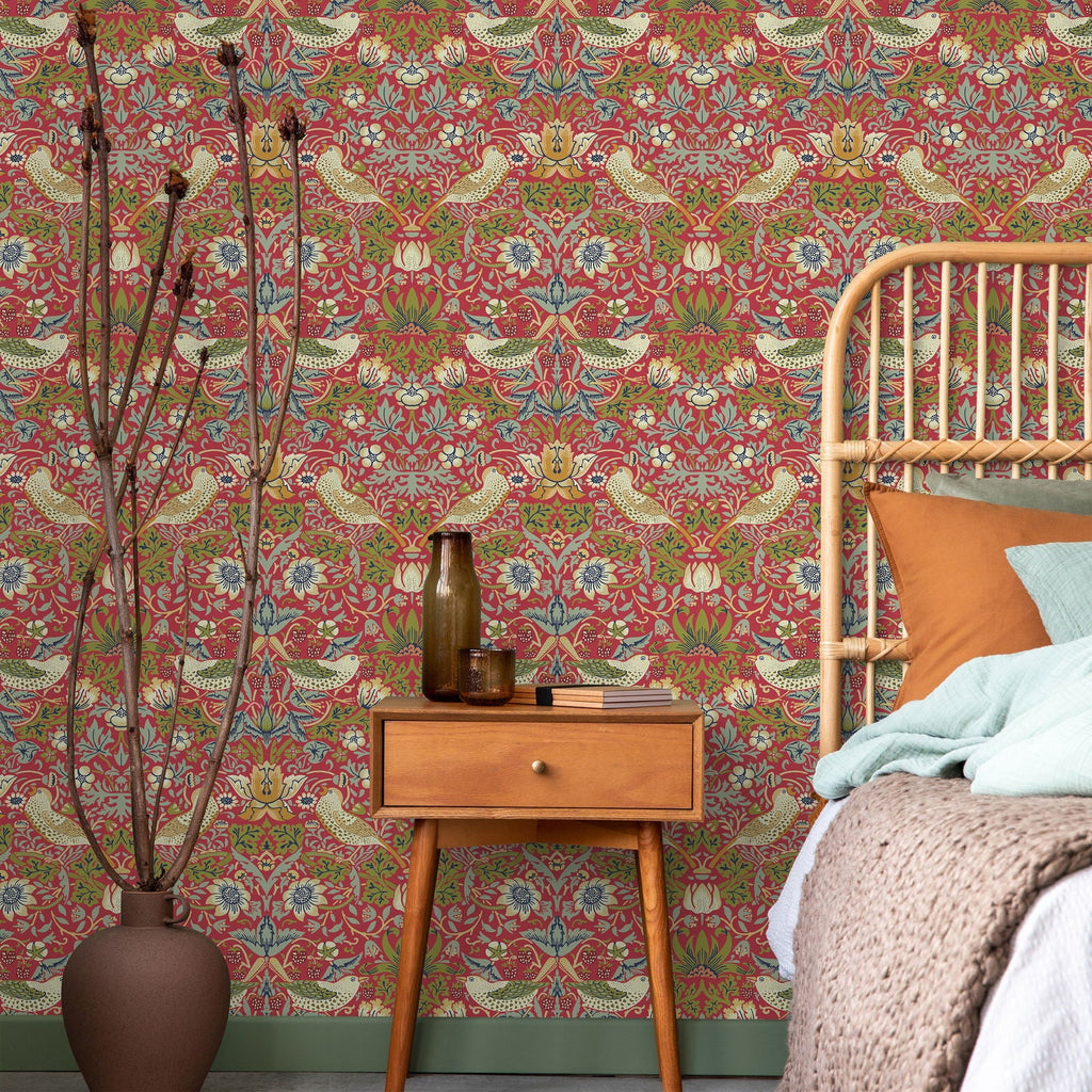 Strawberry Thief X William Morris - Red | DeccoPrint
