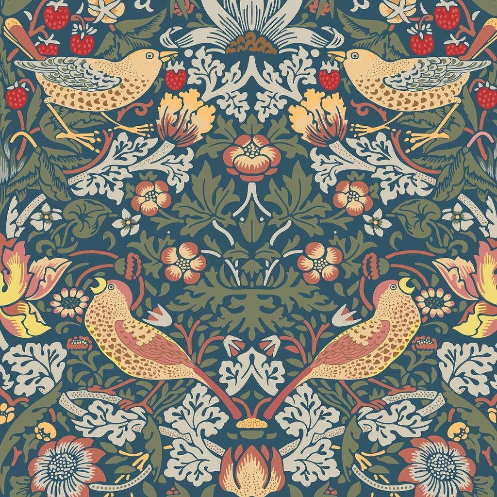 William Morris X Strawberry Thief Peel and Stick Wallpaper, Removable Wallpaper, Traditional Wallpaper - Sage | DeccoPrint