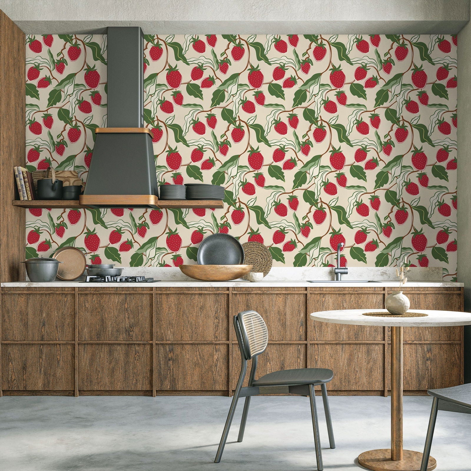 Strawberry Vines Peel and Stick Wallpaper, Removable Wallpaper, Traditional Wallpaper | DeccoPrint