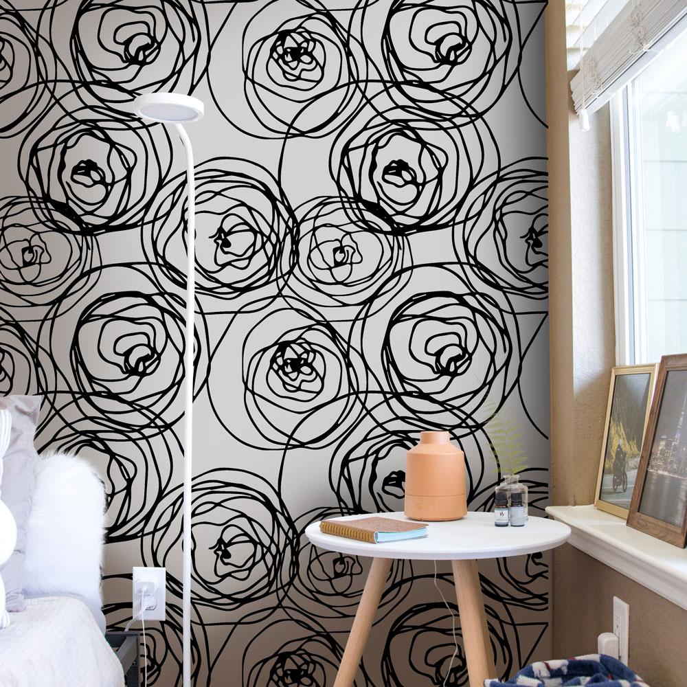 Stylized Roses Peel and Stick Wallpaper, Removable Wallpaper, Traditional Wallpaper | DeccoPrint