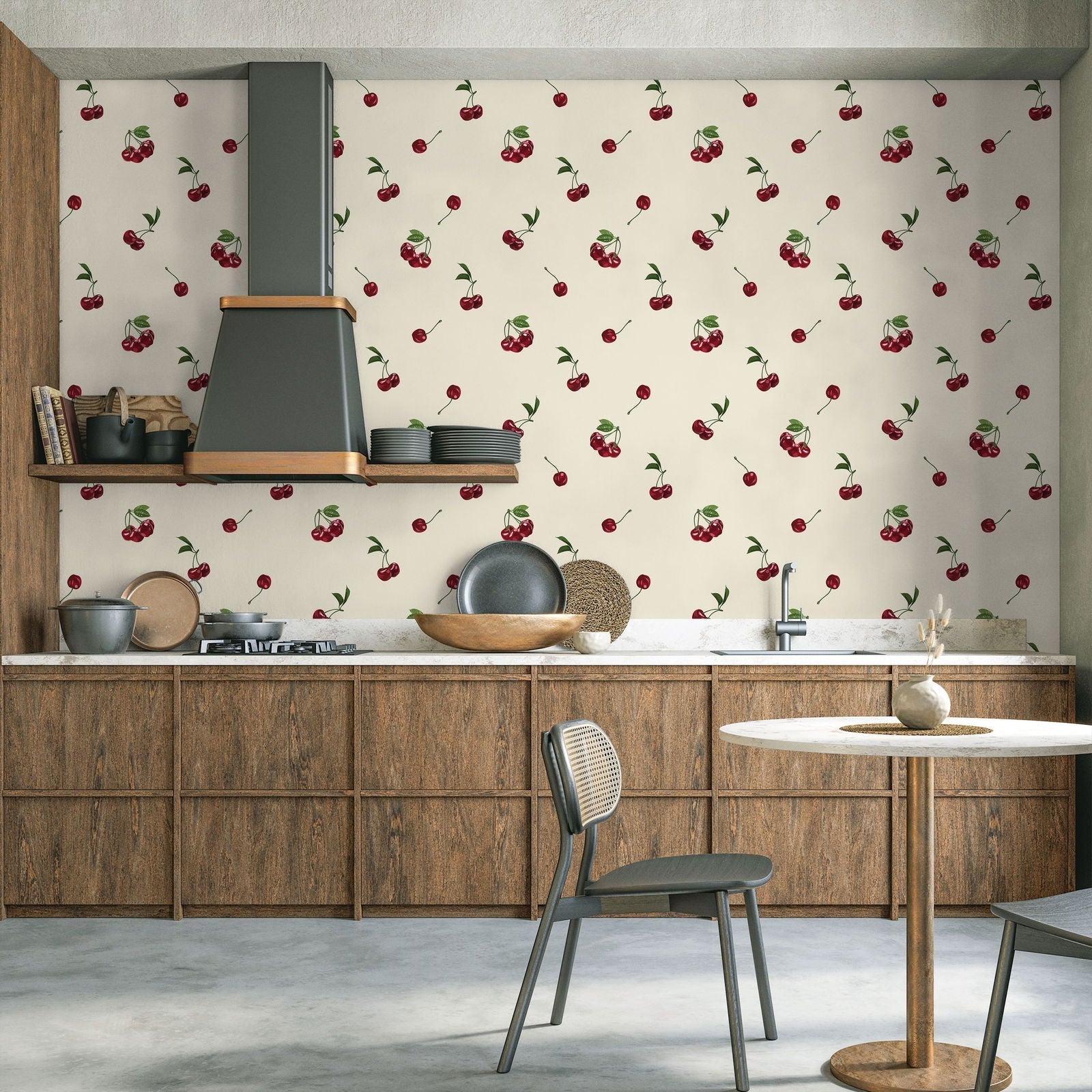 Summer Cherry Peel and Stick Wallpaper, Removable Wallpaper, Traditional Wallpaper | DeccoPrint
