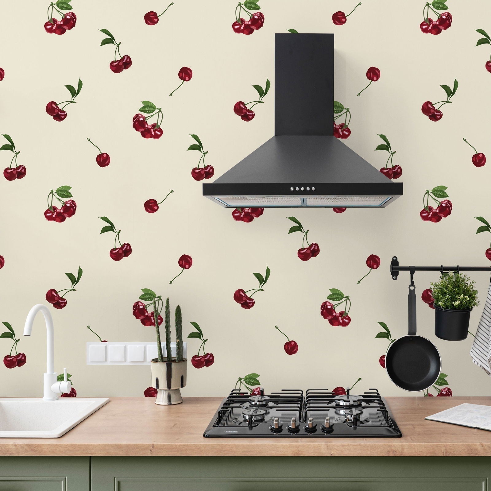 Summer Cherry Peel and Stick Wallpaper, Removable Wallpaper, Traditional Wallpaper | DeccoPrint