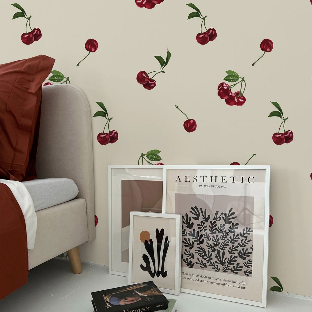 Summer Cherry Peel and Stick Wallpaper, Removable Wallpaper, Traditional Wallpaper | DeccoPrint