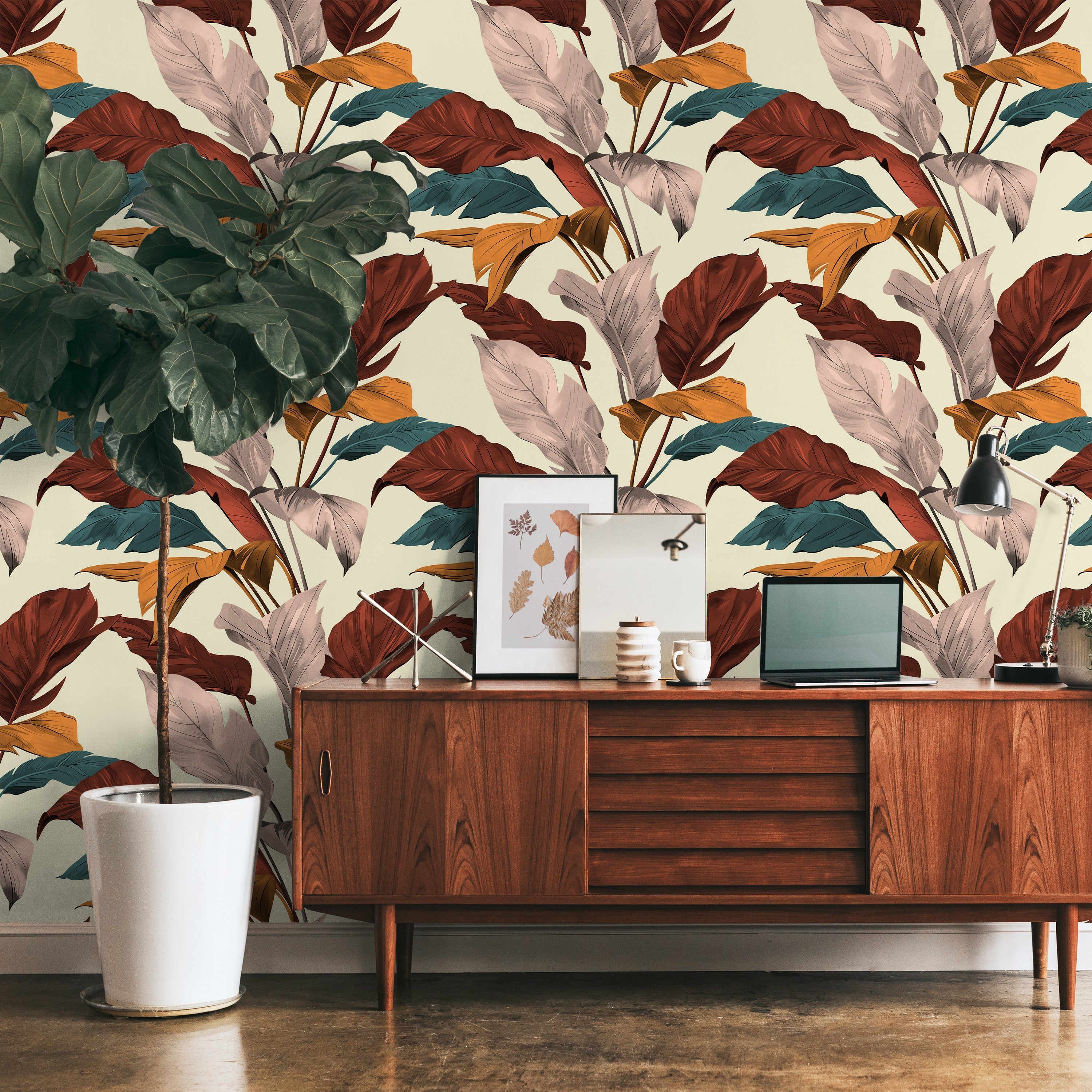 Tropical Elegance Peel and Stick Wallpaper, Removable Wallpaper, Traditional Wallpaper - Pale | DeccoPrint