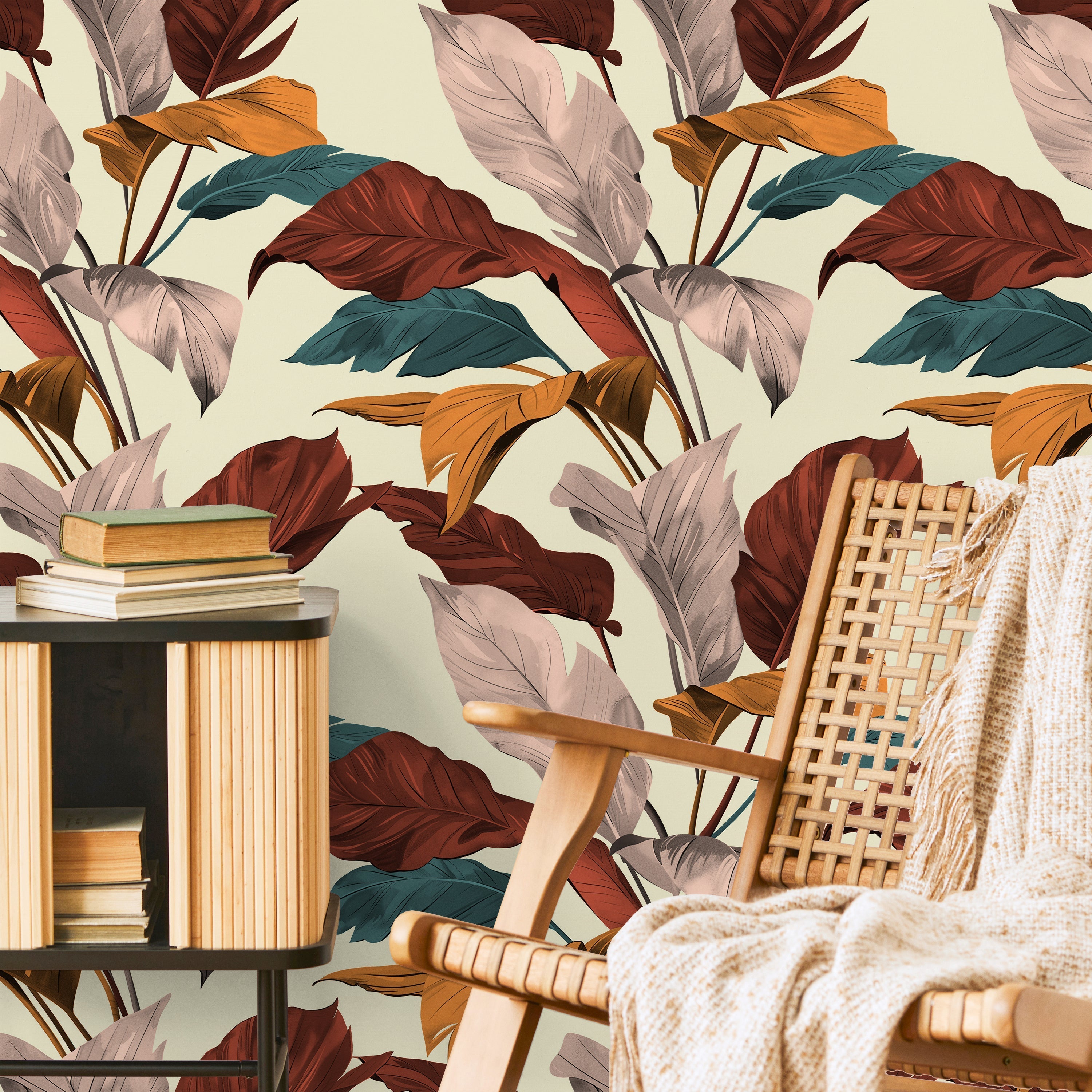 Tropical Elegance Peel and Stick Wallpaper, Removable Wallpaper, Traditional Wallpaper - Pale | DeccoPrint