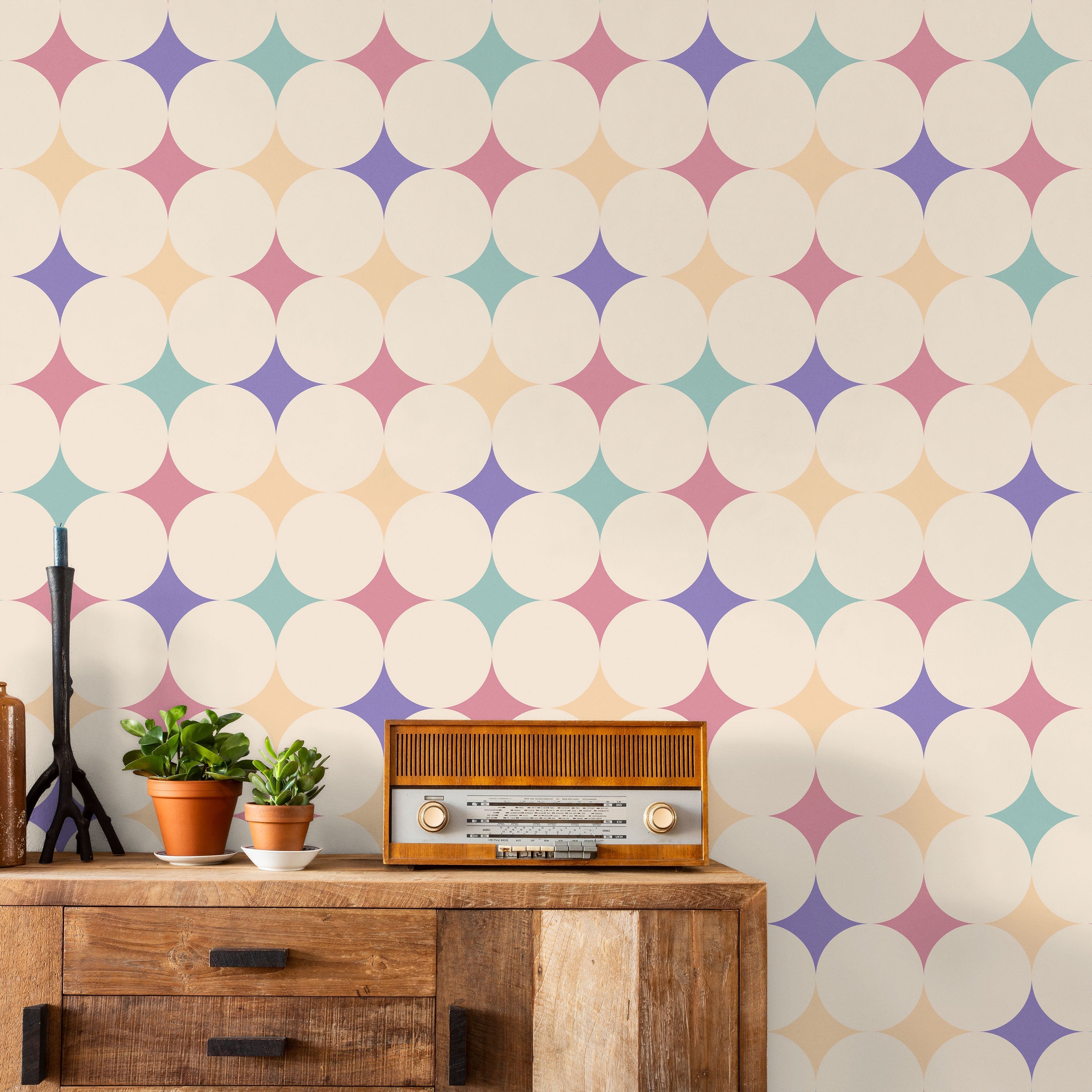Abstract Bauhaus Peel and Stick Wallpaper, Removable Wallpaper, Traditional Wallpaper - Confetti | DeccoPrint