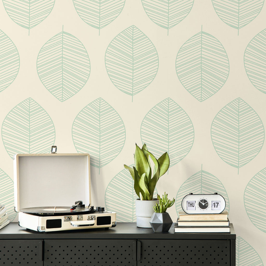 Leaf Texture Peel and Stick Wallpaper, Removable Wallpaper, Traditional Wallpaper - Beige | DeccoPrint