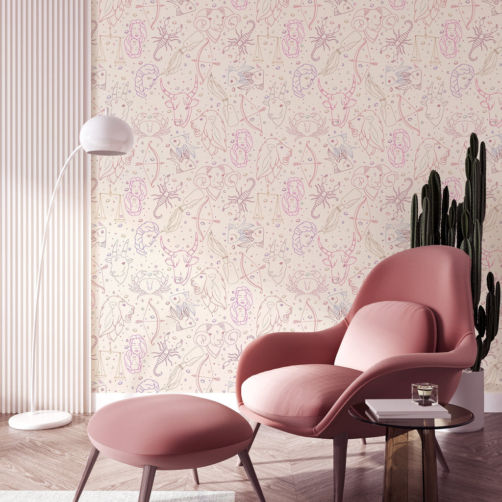 Zodiac Symphony Peel and Stick Wallpaper, Removable Wallpaper, Traditional Wallpaper | DeccoPrint