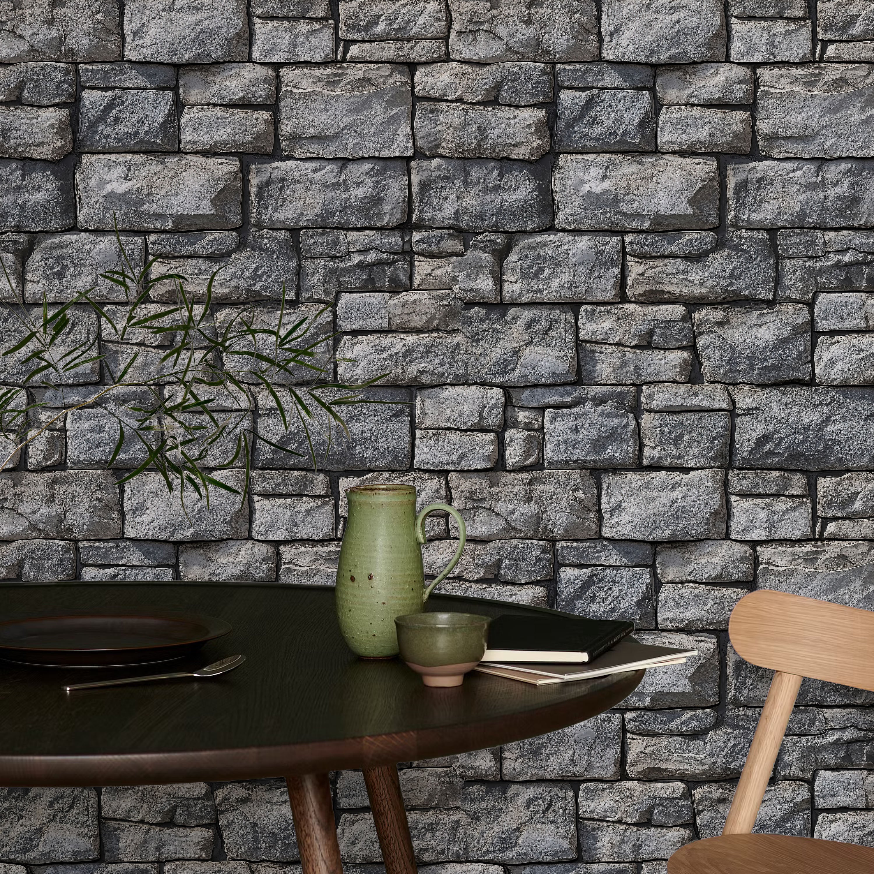 Urban Masonry Peel and Stick Wallpaper, Removable Wallpaper, Traditional Wallpaper - Gray Brick | DeccoPrint