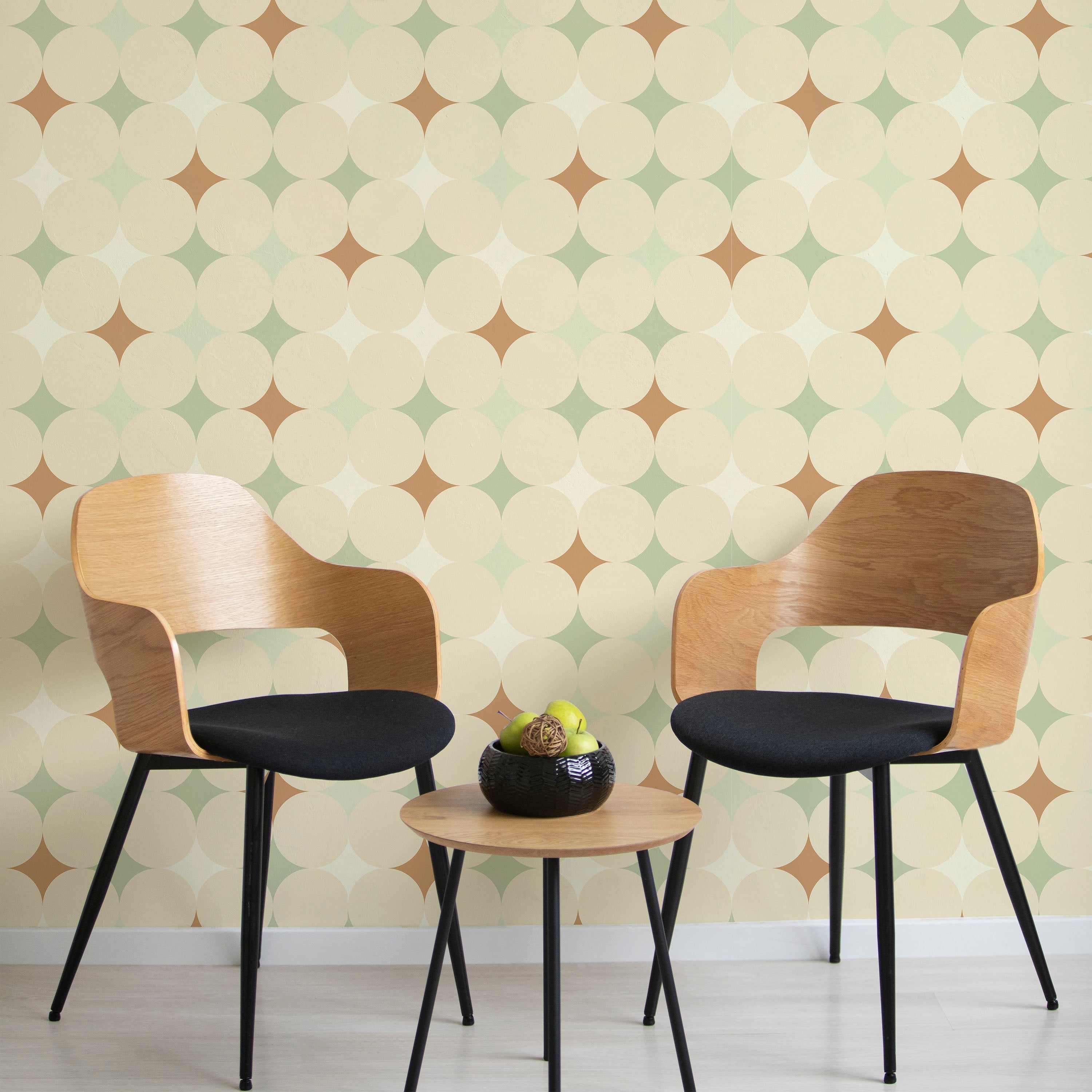 Abstract Bauhaus Peel and Stick Wallpaper, Removable Wallpaper, Traditional Wallpaper - Brown | DeccoPrint