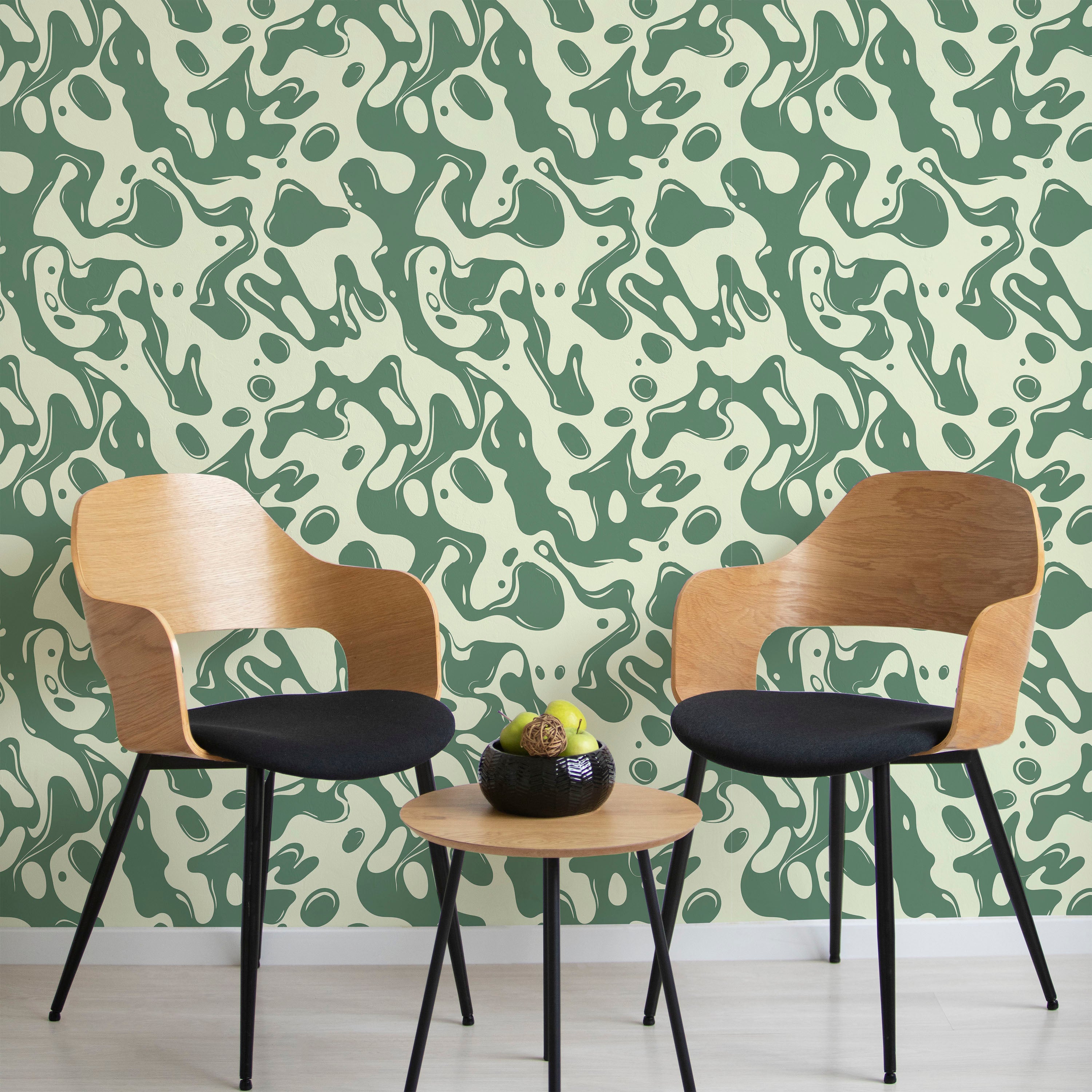 Liquid Splash Peel and Stick Wallpaper, Removable Wallpaper, Traditional Wallpaper - Green | DeccoPrint