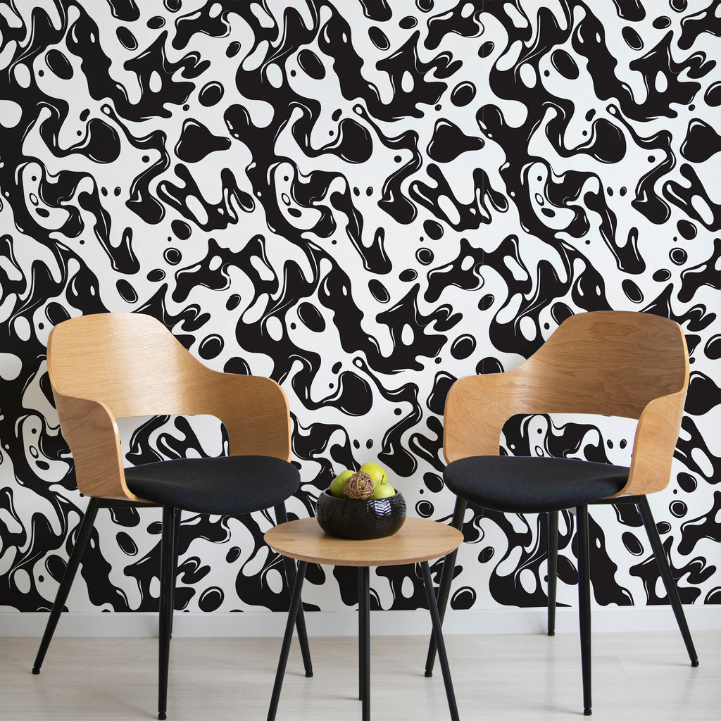 Liquid Splash Peel and Stick Wallpaper, Removable Wallpaper, Traditional Wallpaper - Black | DeccoPrint