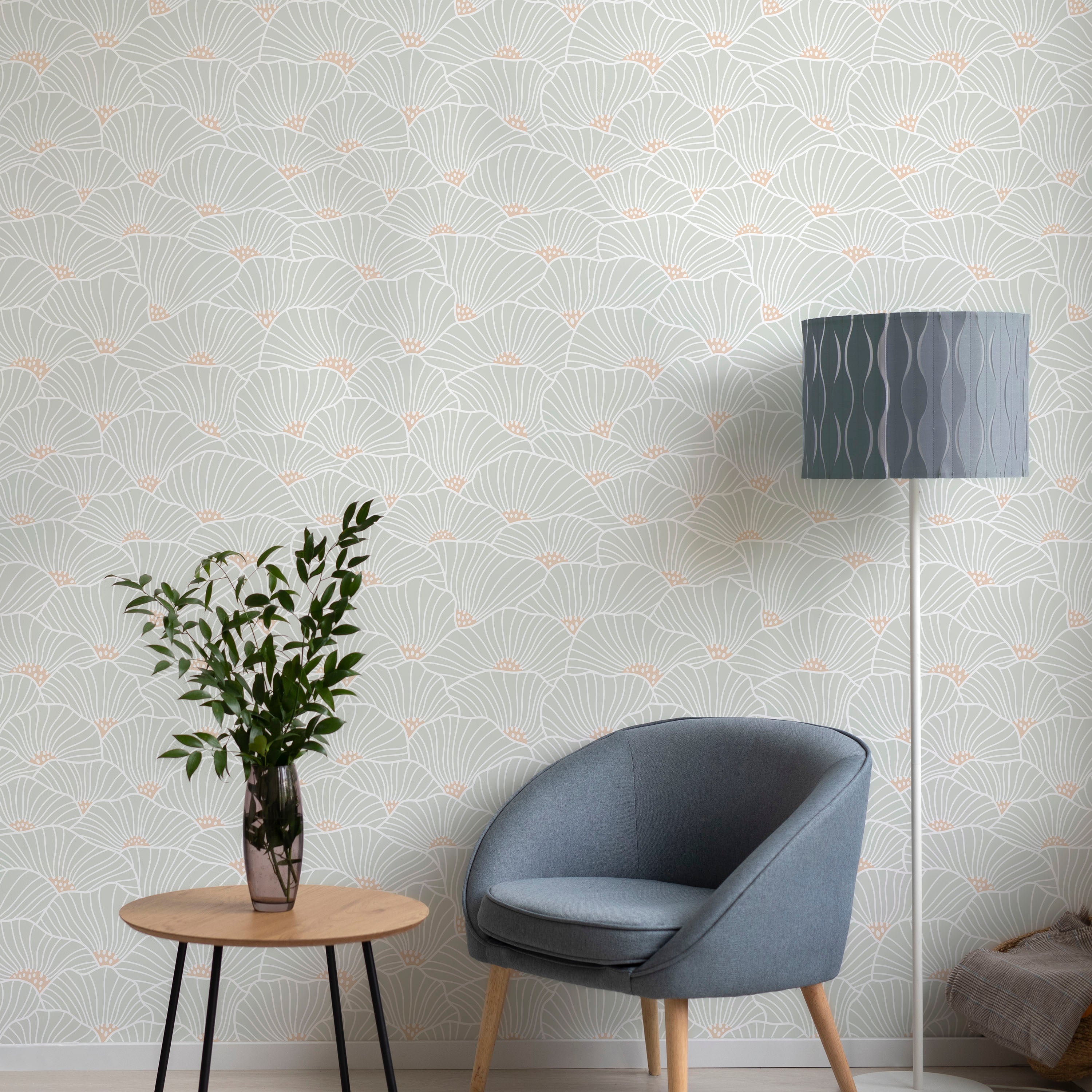 Modern Floral Peel and Stick Wallpaper, Removable Wallpaper, Traditional Wallpaper - Light | DeccoPrint