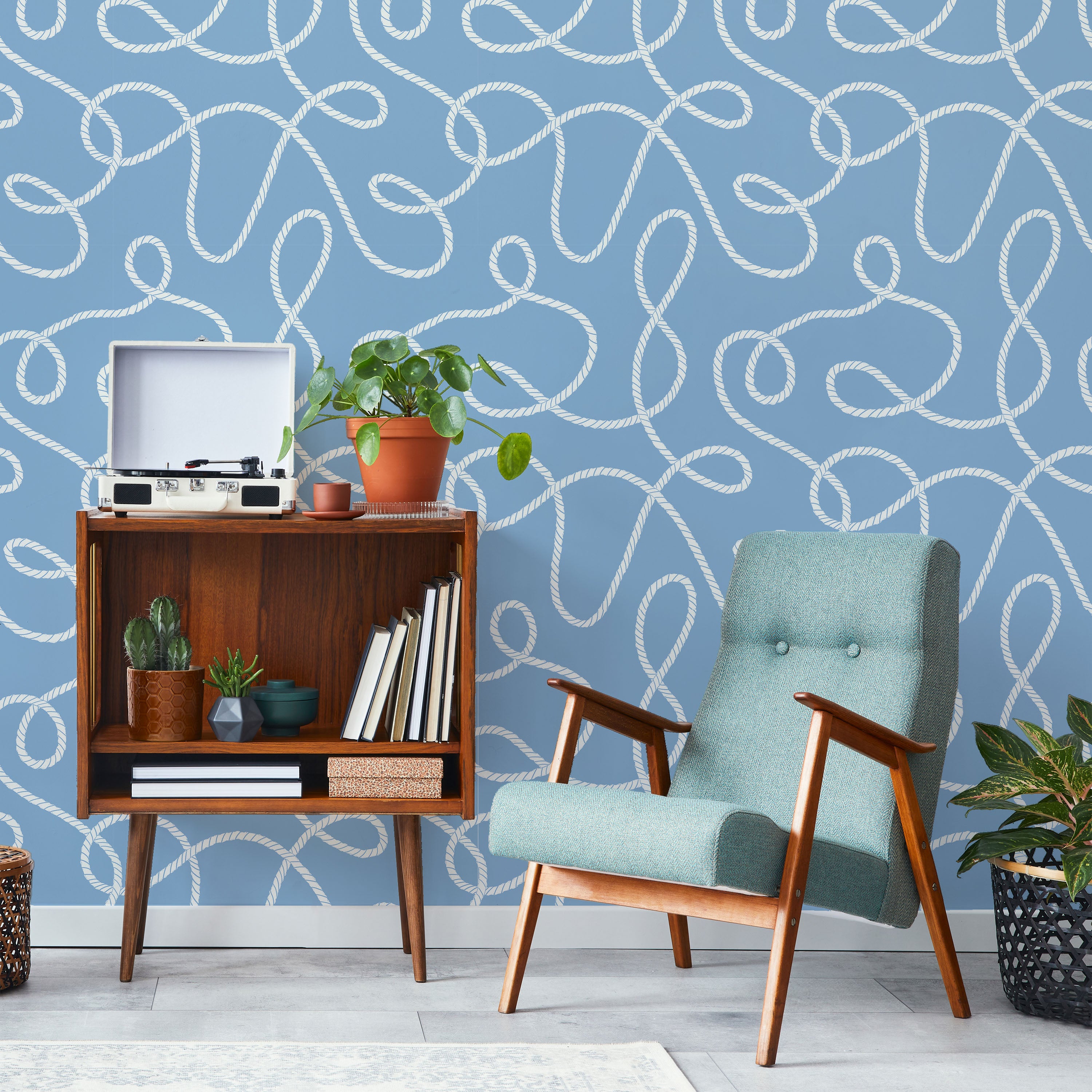 Twist and Tangle Peel and Stick Wallpaper, Removable Wallpaper, Traditional Wallpaper - Pale Blue | DeccoPrint